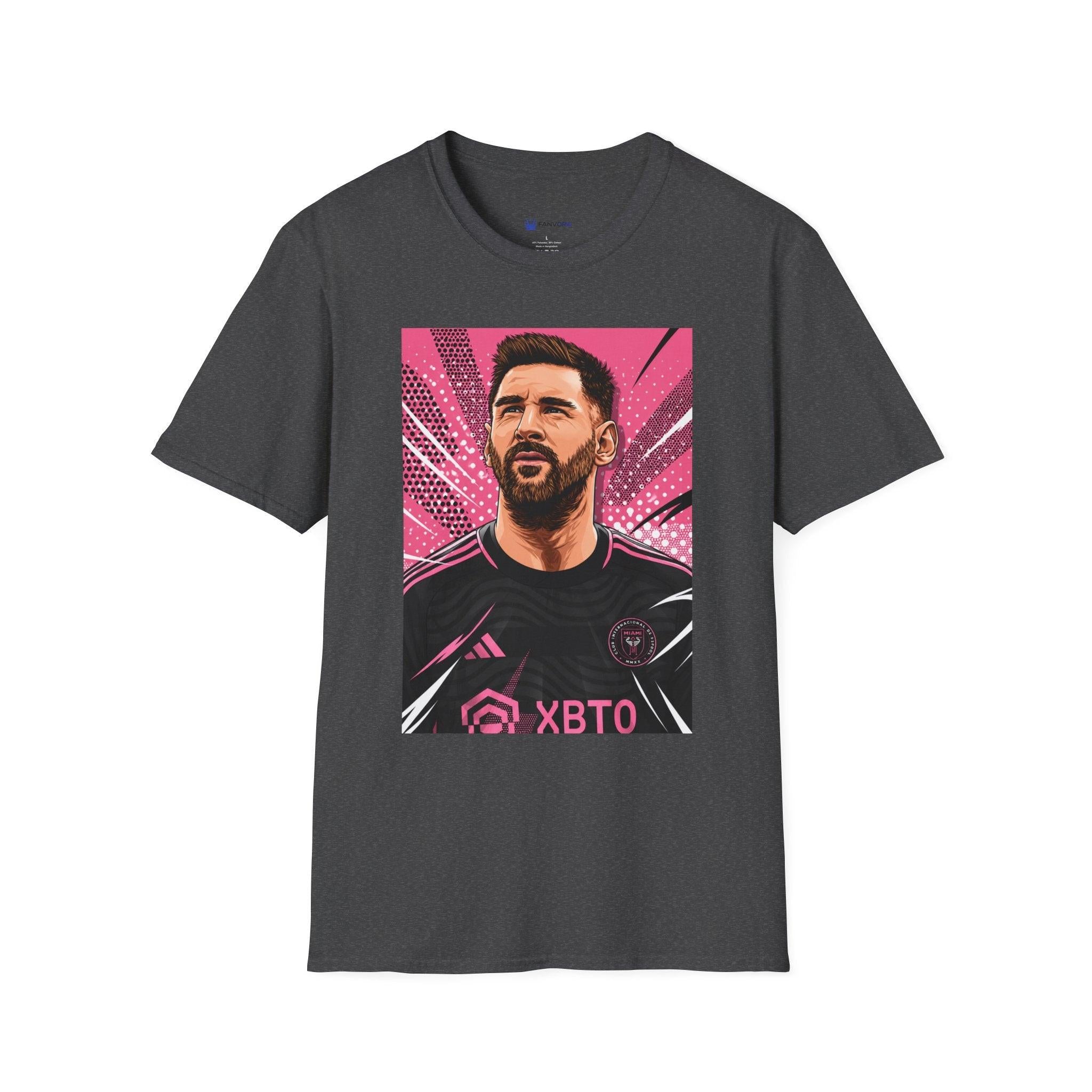 Soccer Star Graphic T‑Shirt — Retro Pink Icon Portrait.
