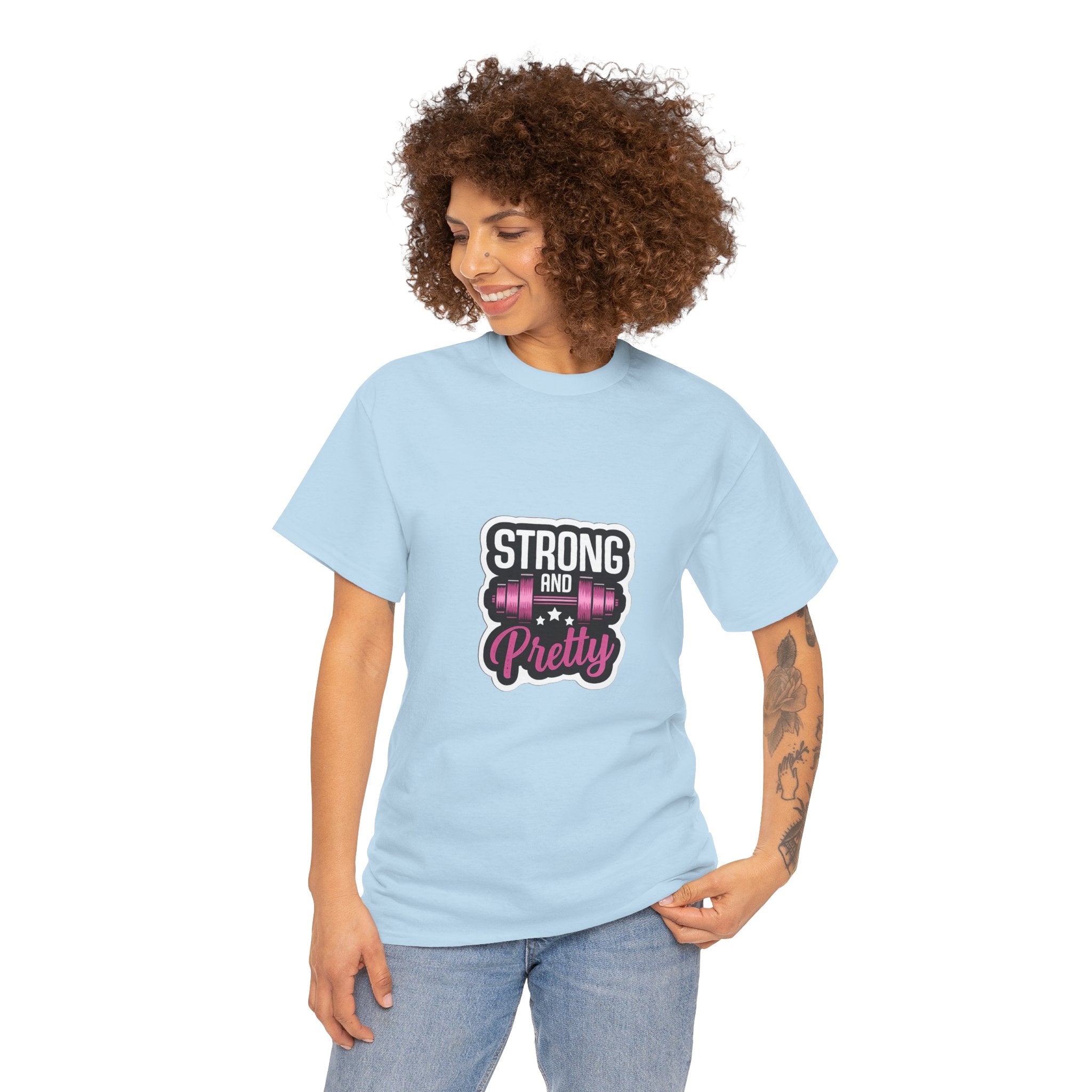 Strong and Pretty Tee — 'Strong and Pretty' Fitness Graphic T-Shirt
