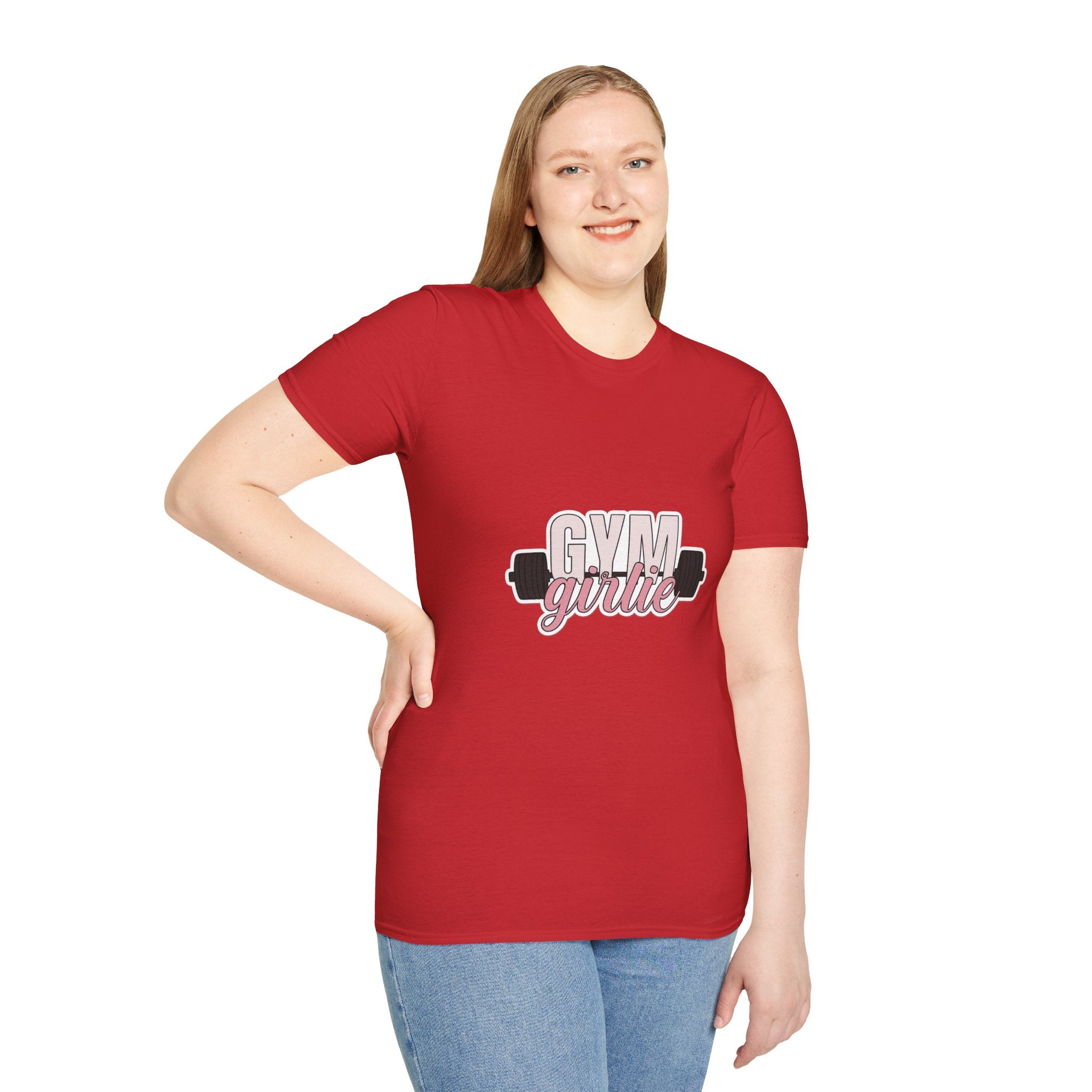 Gym Girlie T-Shirt — Women’s Fitness Tee with Barbell Graphic