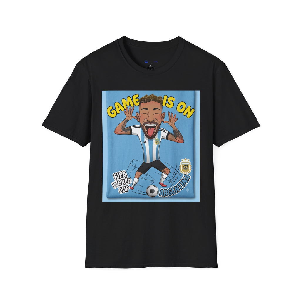 Soccer Fan T-Shirt — "Game Is On" Cartoon Player Graphic