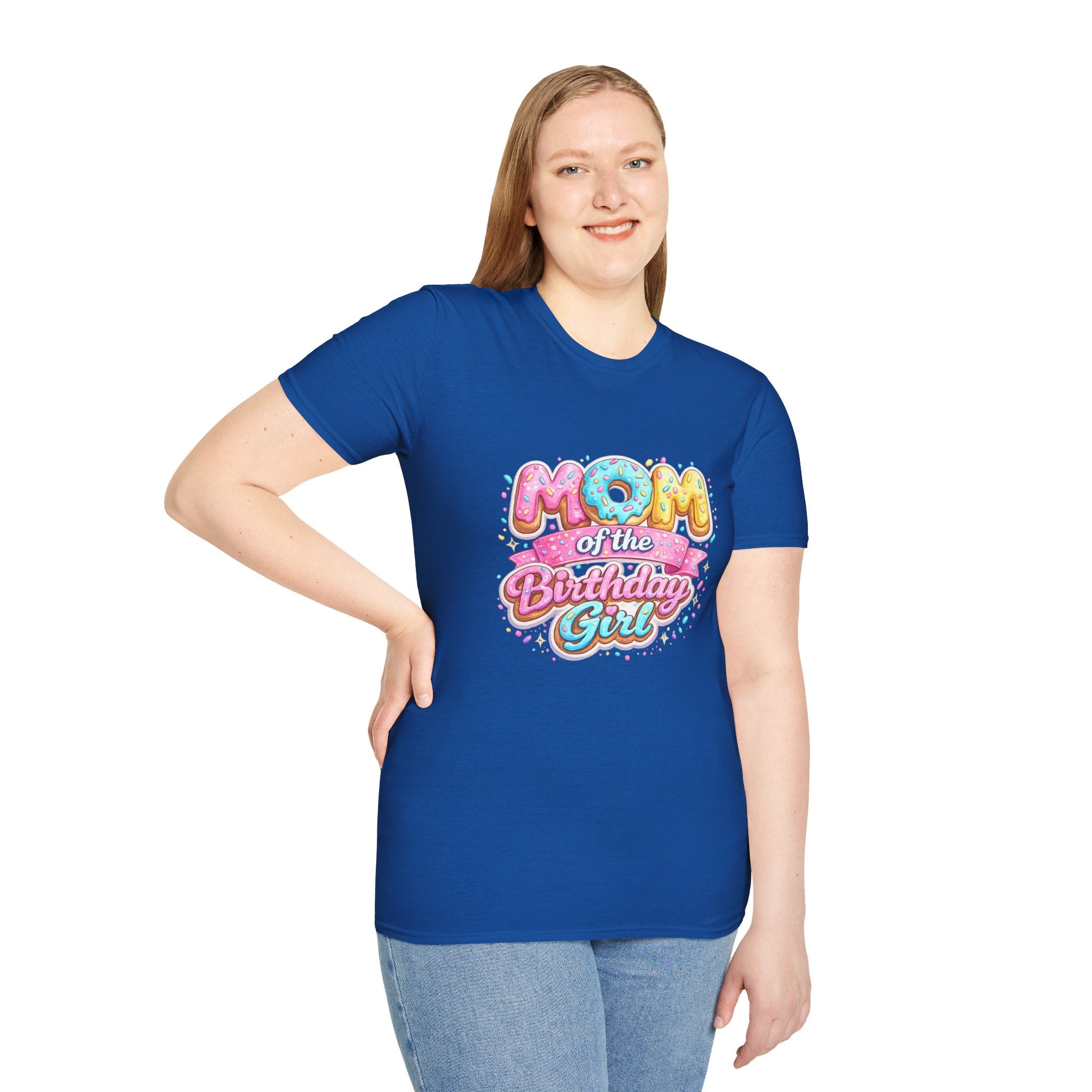 Unisex Softstyle T-Shirt "mom of the birthday girl"