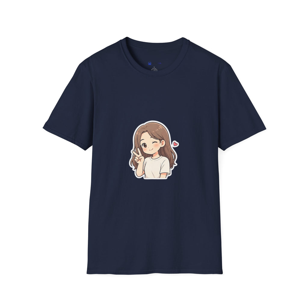 Cute Winking Girl Graphic T-Shirt – Kawaii Heart Tee