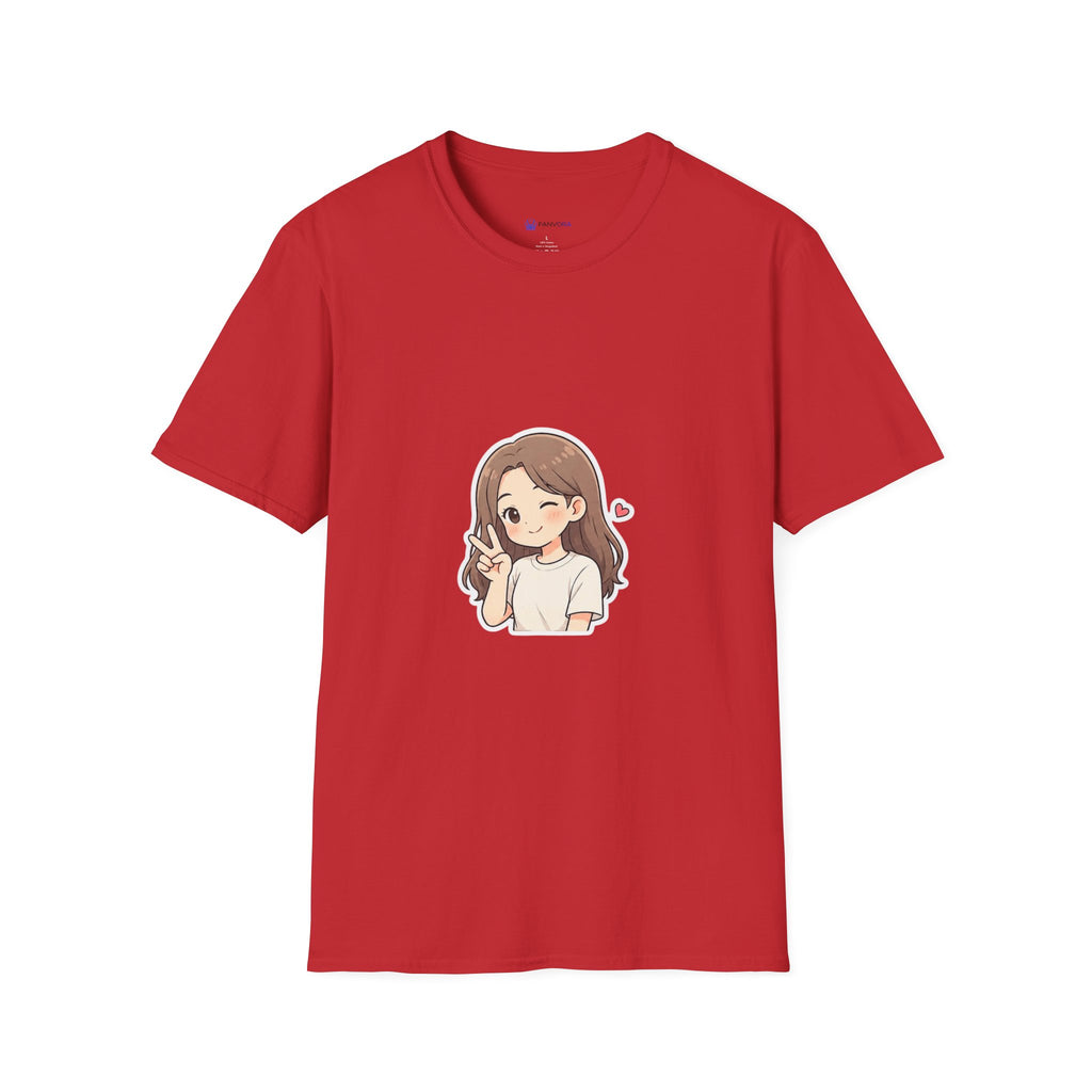Cute Winking Girl Graphic T-Shirt – Kawaii Heart Tee