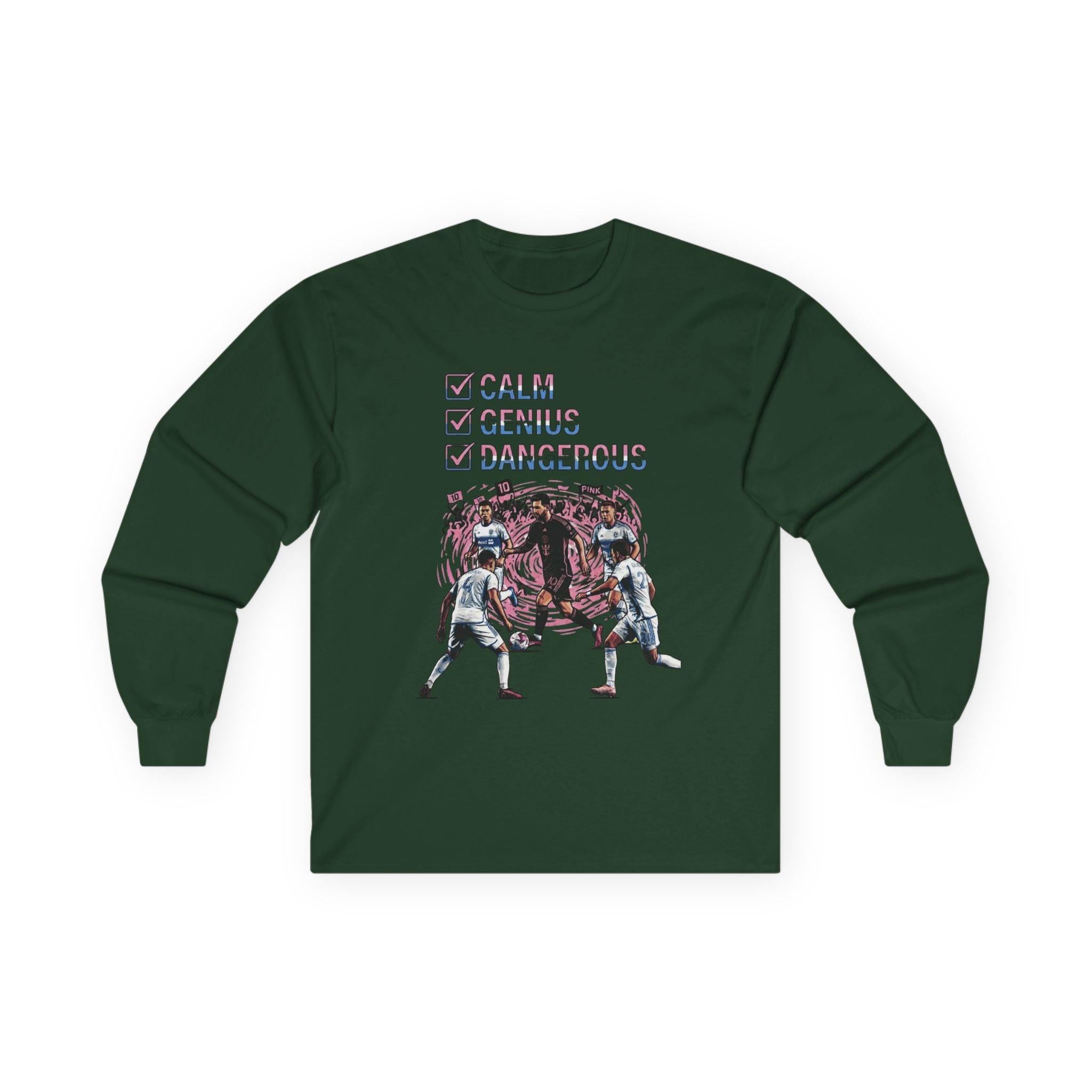 Long Sleeve Football Shirt – World Cup 2026 Fan Tee "Calm Dangerous Genius".