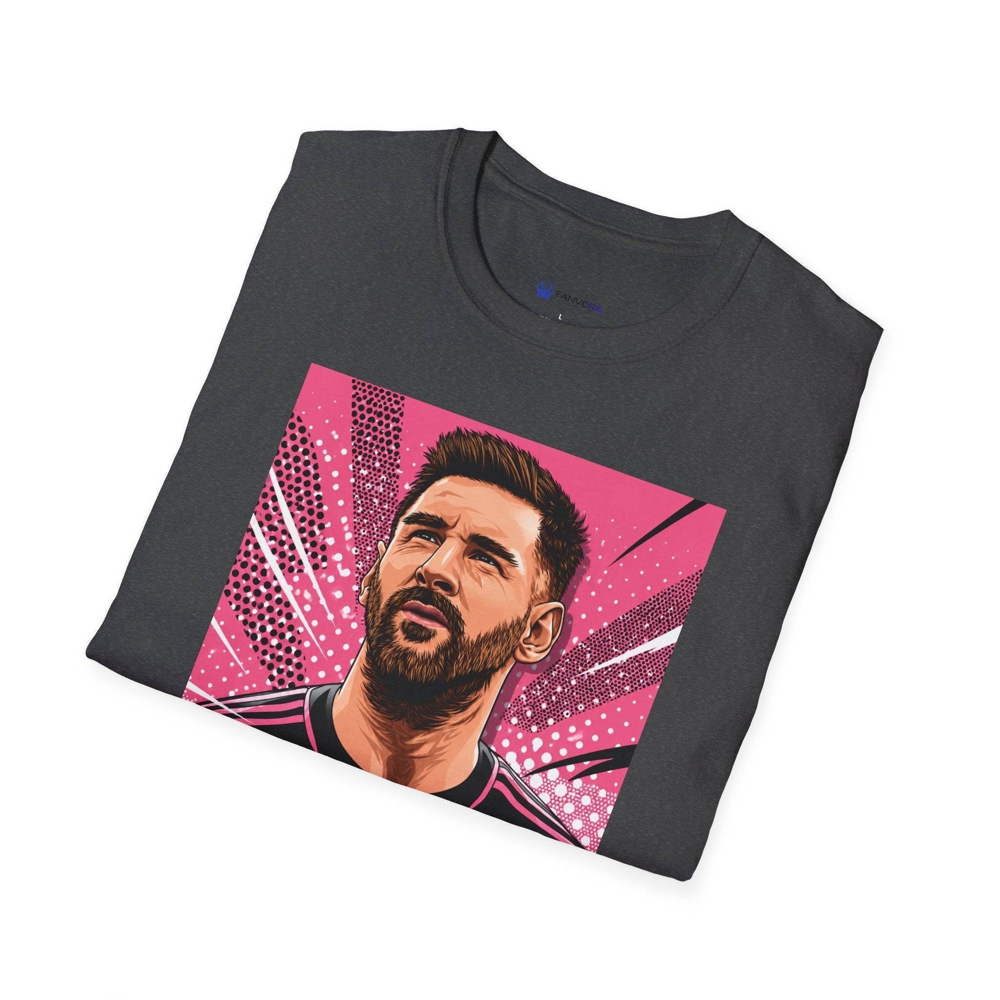 Soccer Star Graphic T‑Shirt — Retro Pink Icon Portrait.