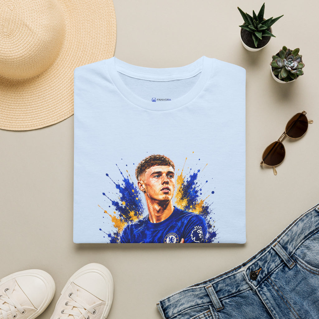 Soccer Player Graphic T-Shirt — 'England Legend' Blue Splash Design