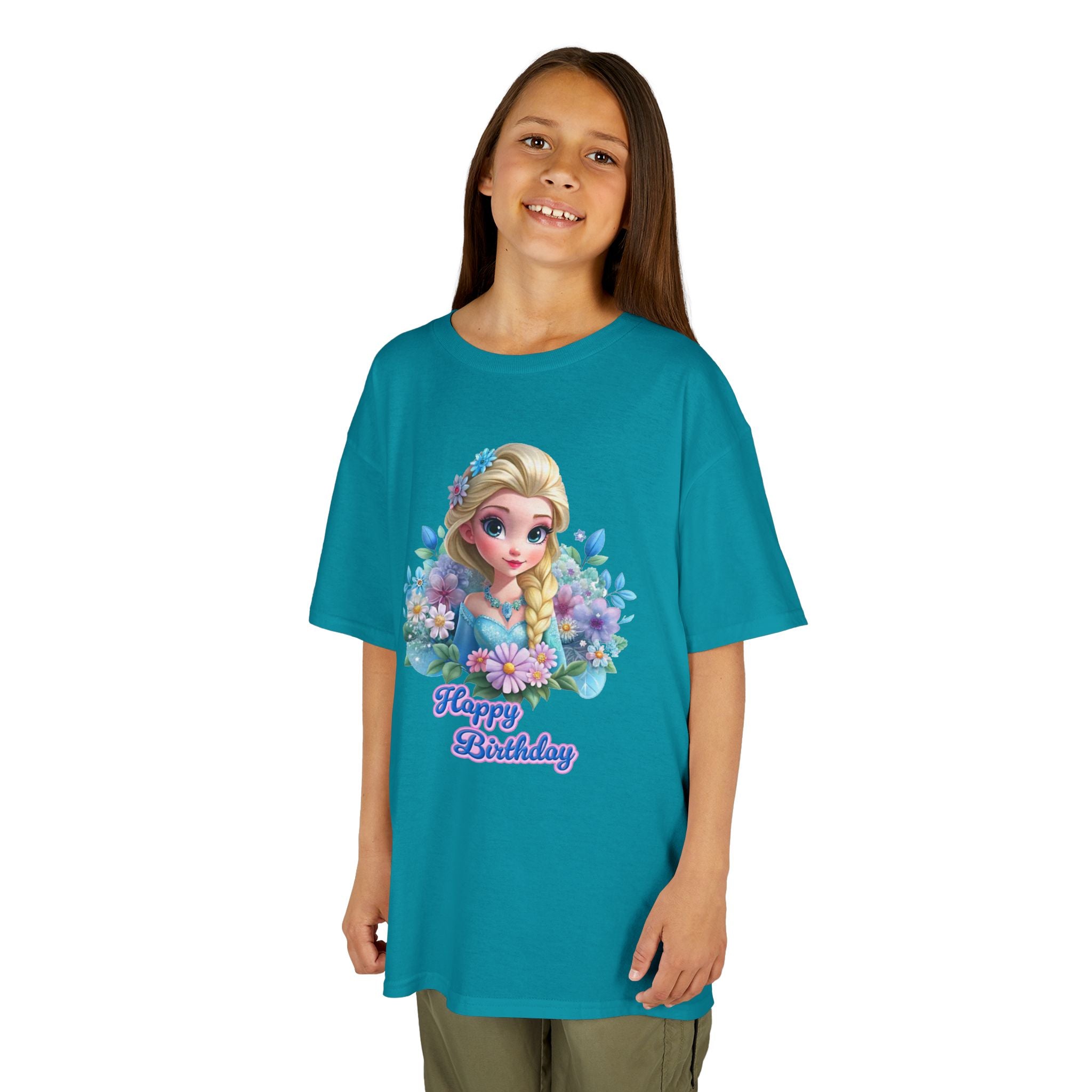 Kids Tee — 'Happy Birthday' Princess Floral Design