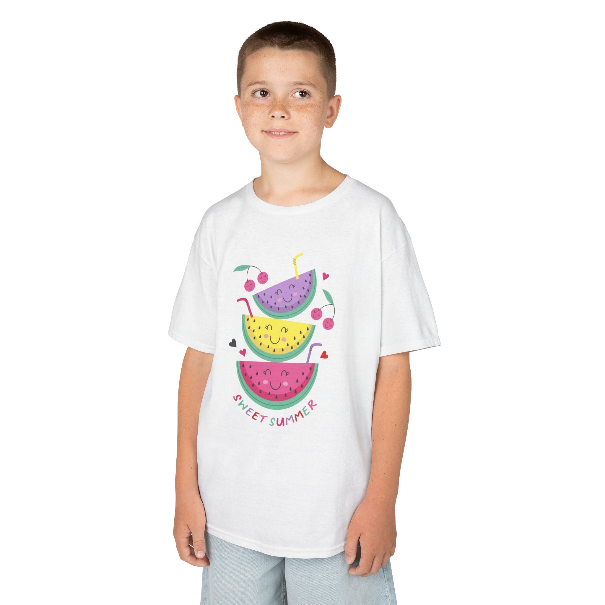 Kids T-Shirt — Cute Stacked Watermelon Illustration with "Sweet Things" Text