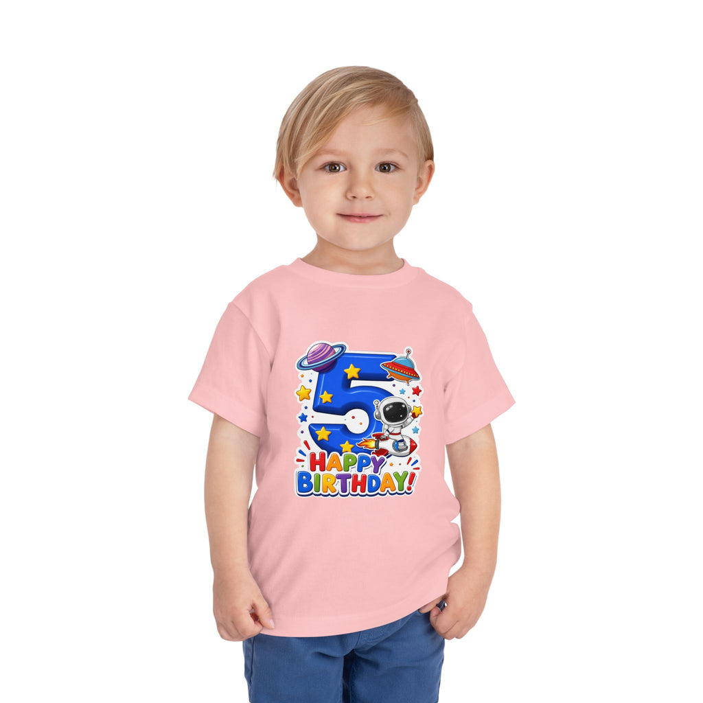 Kids' 5th Birthday Space Tee - Happy Birthday Astronaut Shirt for Toddlers