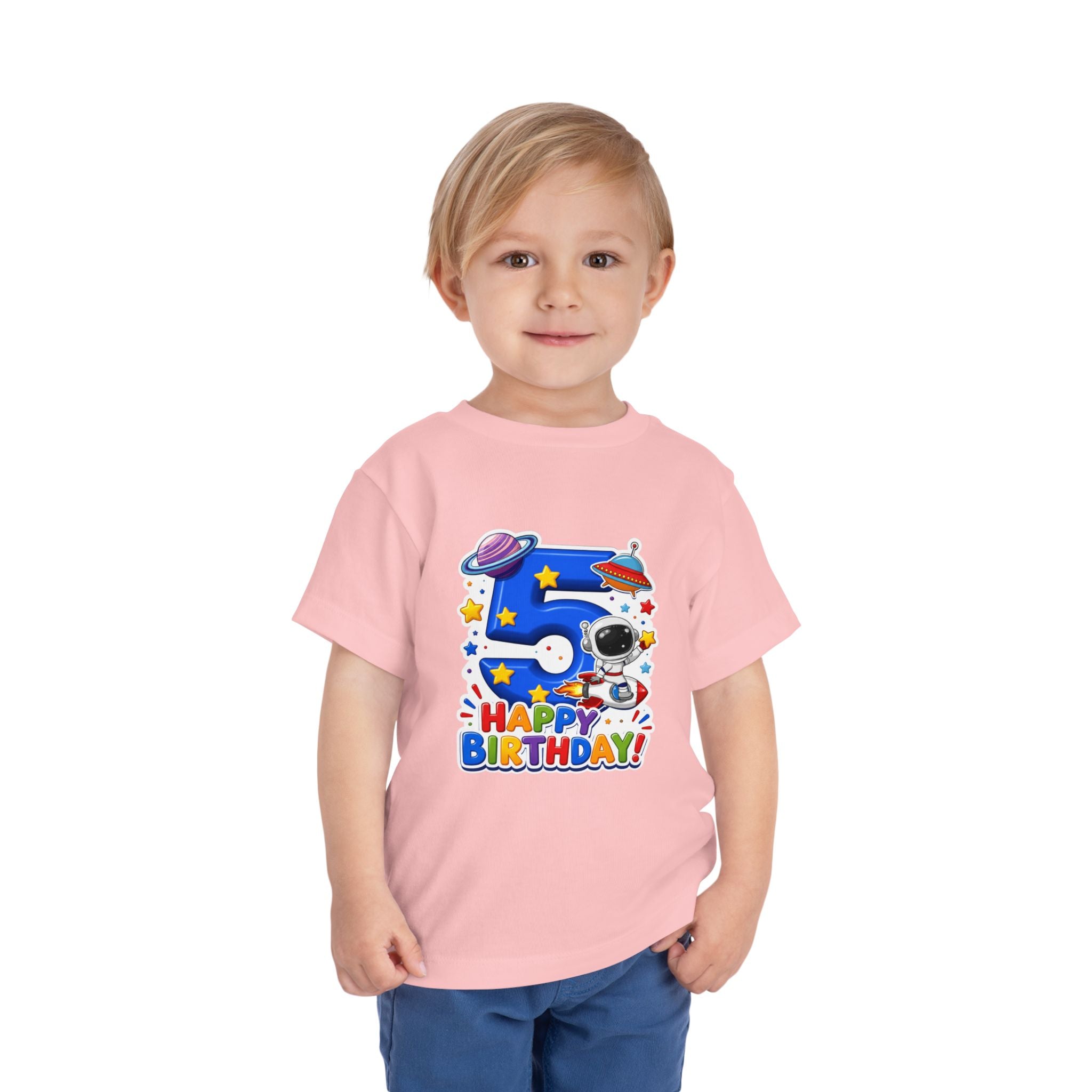 Kids' 5th Birthday Space Tee - Happy Birthday Astronaut Shirt for Toddlers