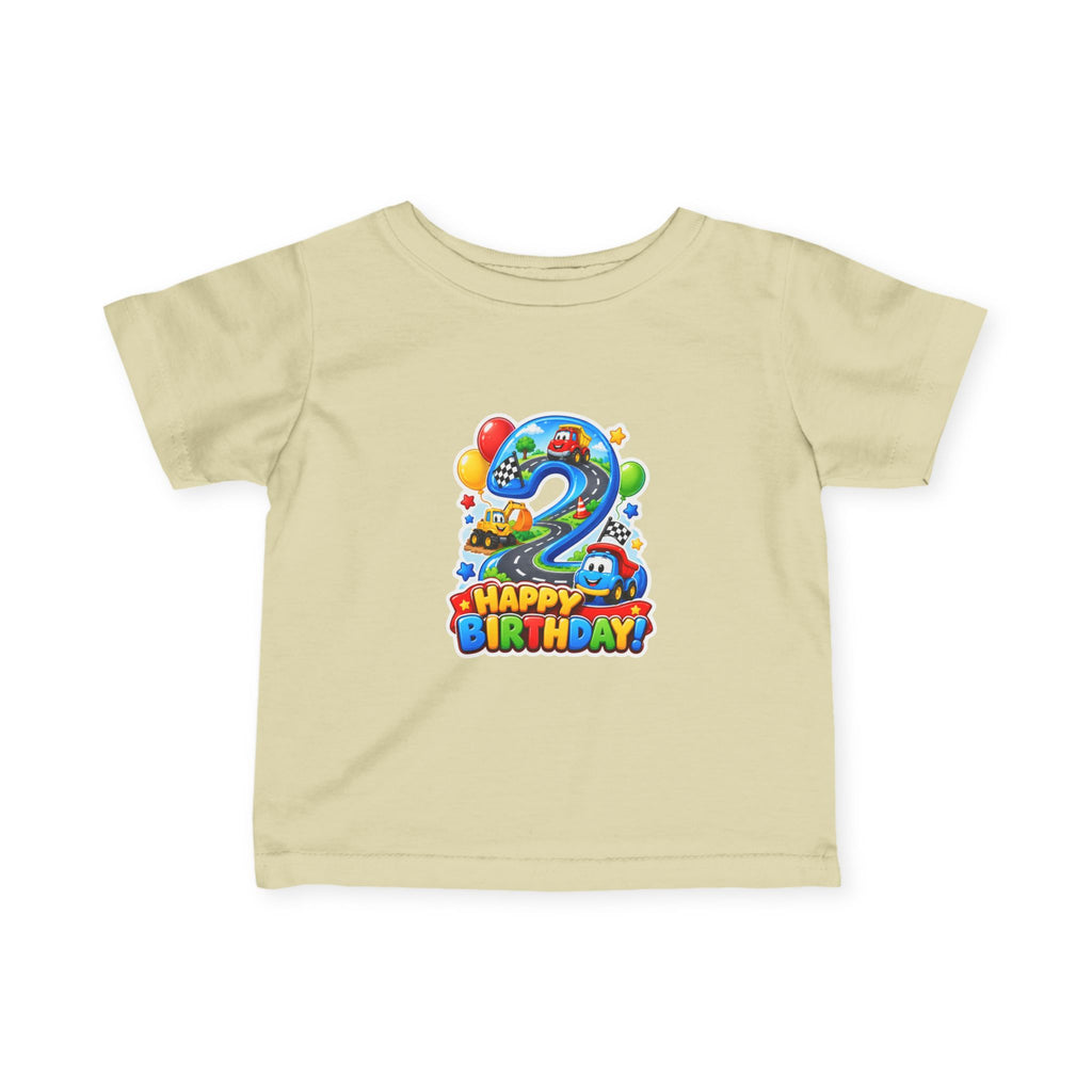 Toddler 2nd Birthday Tee – Colorful Balloon & Race Car "Happy Birthday" Shirt
