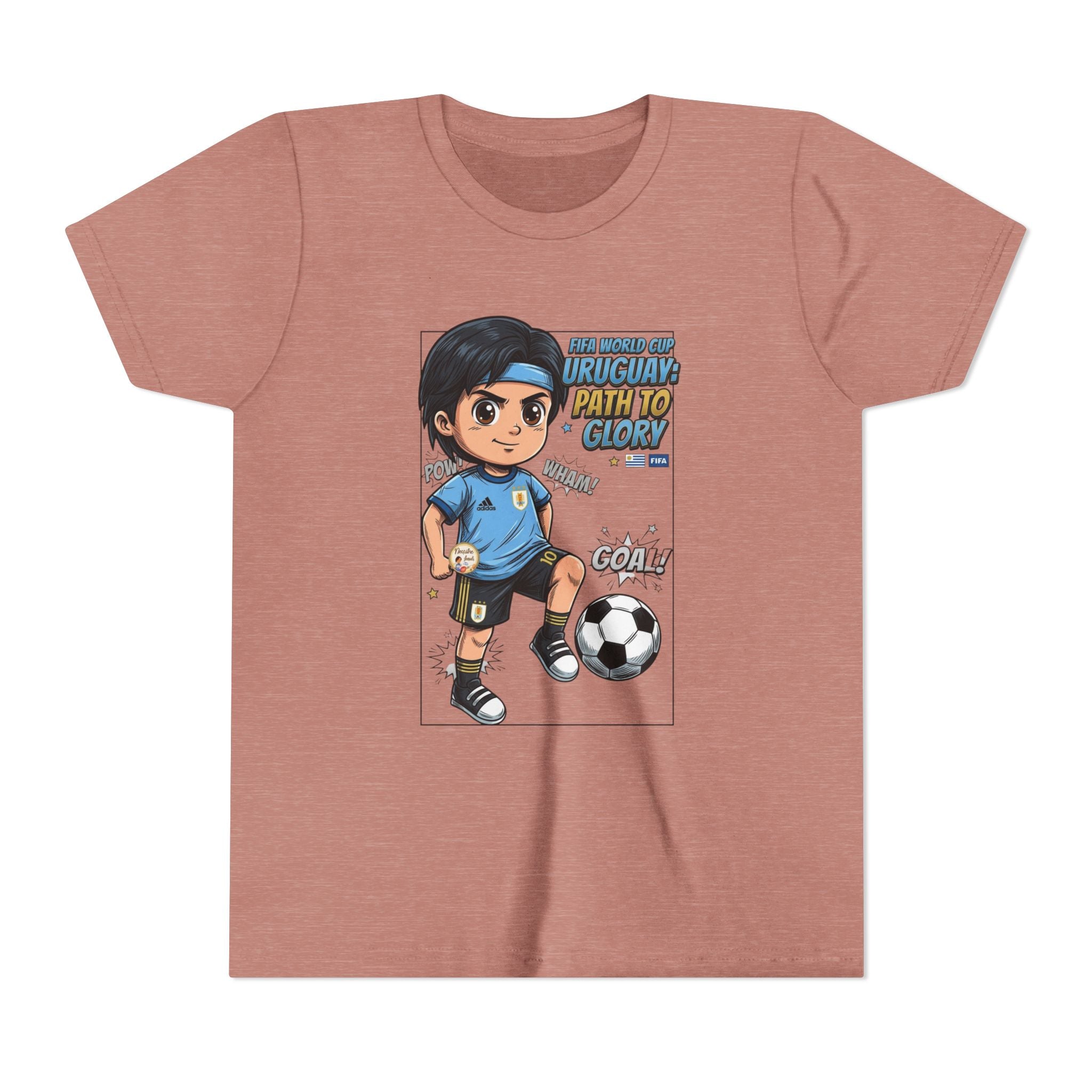 Youth Soccer Tee – Cute Cartoon Player "Ready to Score" Kids Jersey