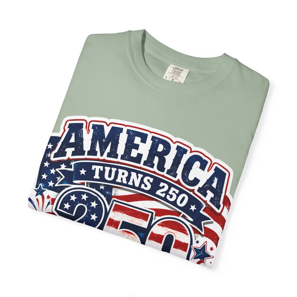 America Turns 250 T-Shirt – "Freedom Looks Good For Its Age" Patriotic 4th of July Tee