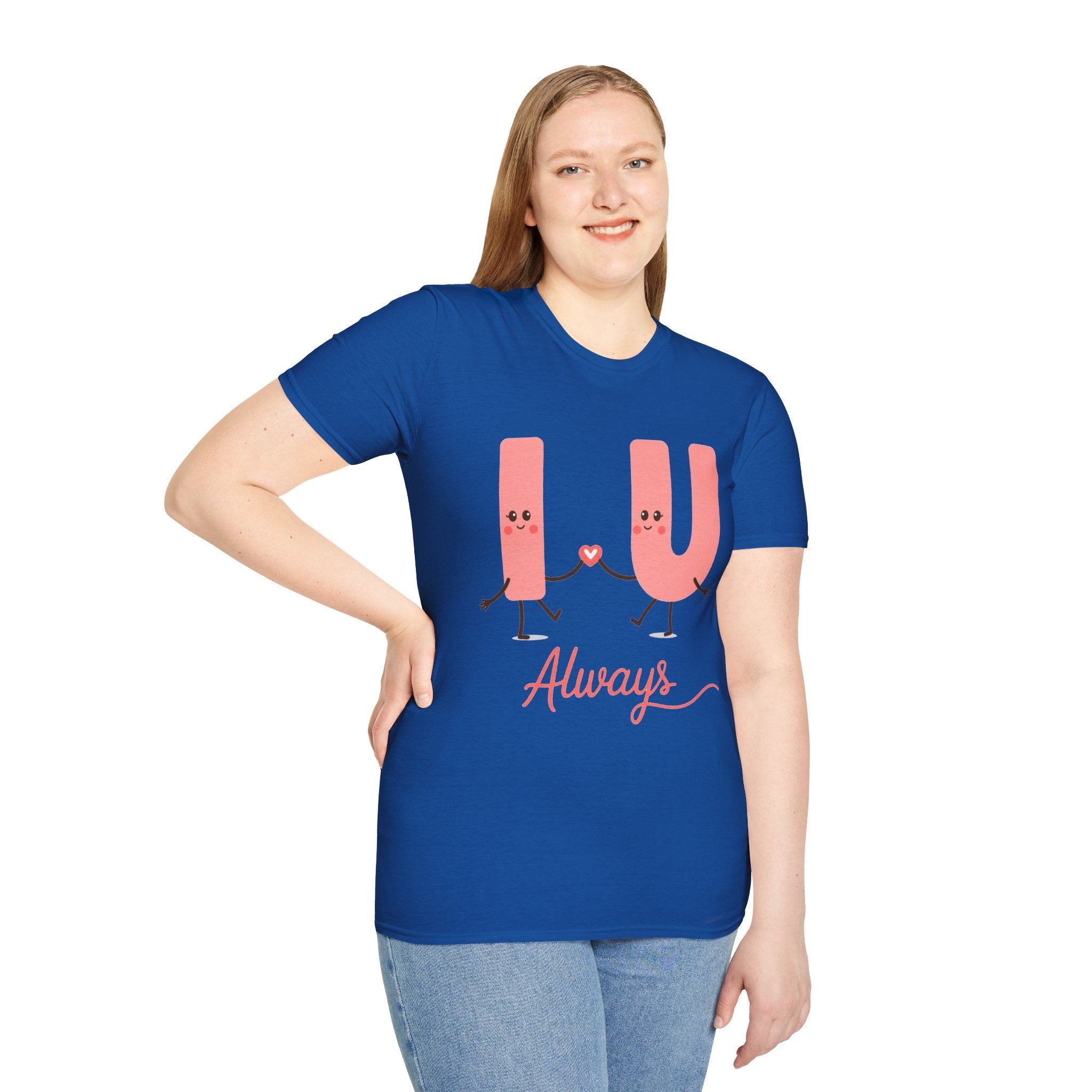 T-Shirt – Cute 'I  U Always' Kissing Letters Valentine's Tee