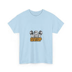 Never Give Up Fitness T-Shirt — Motivational Gym Tee with Dumbbell Graphic