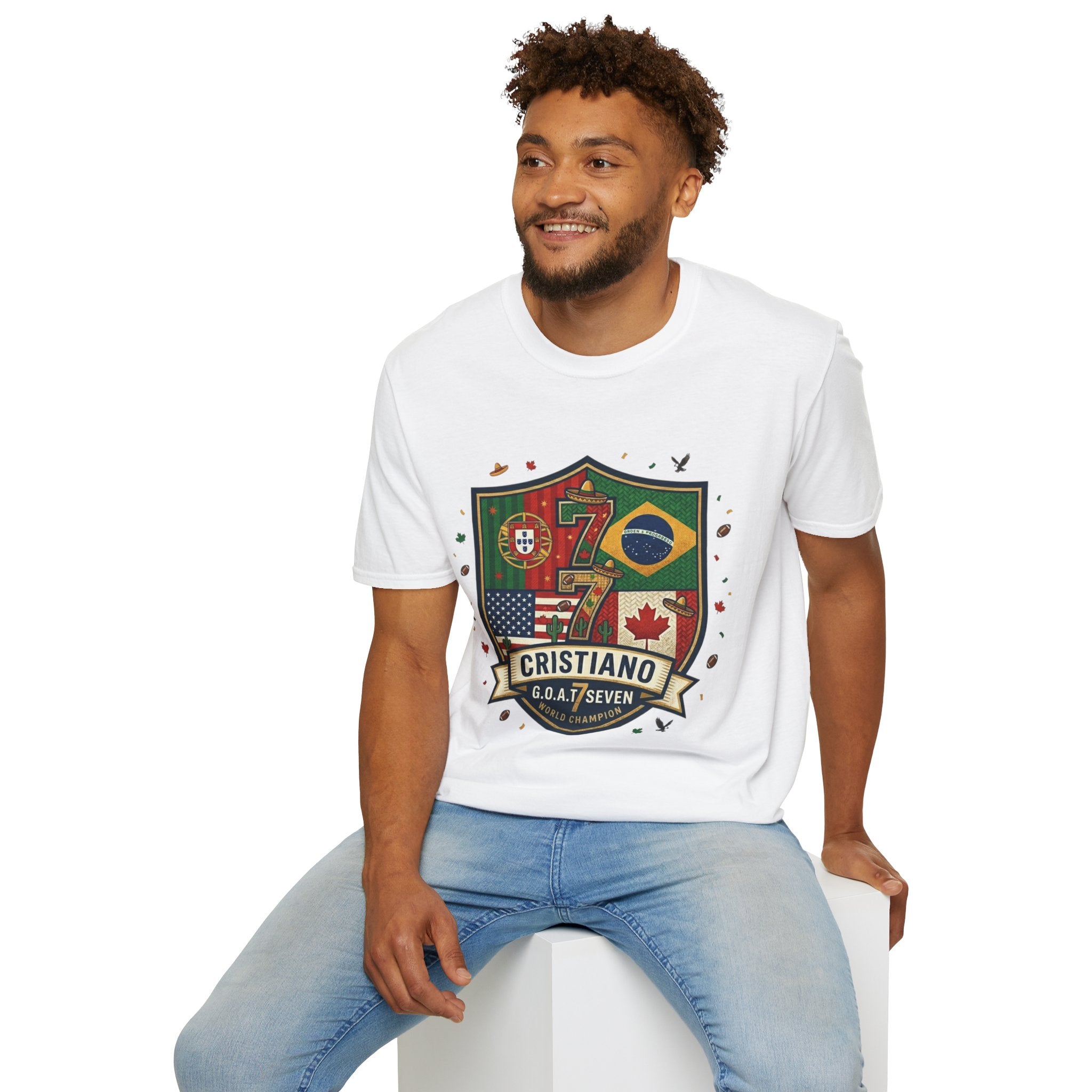 Unisex Portugal GOAT #7 Footballer T-Shirt - G.O.A.T. Badge - World Cup 2026 Fan Version