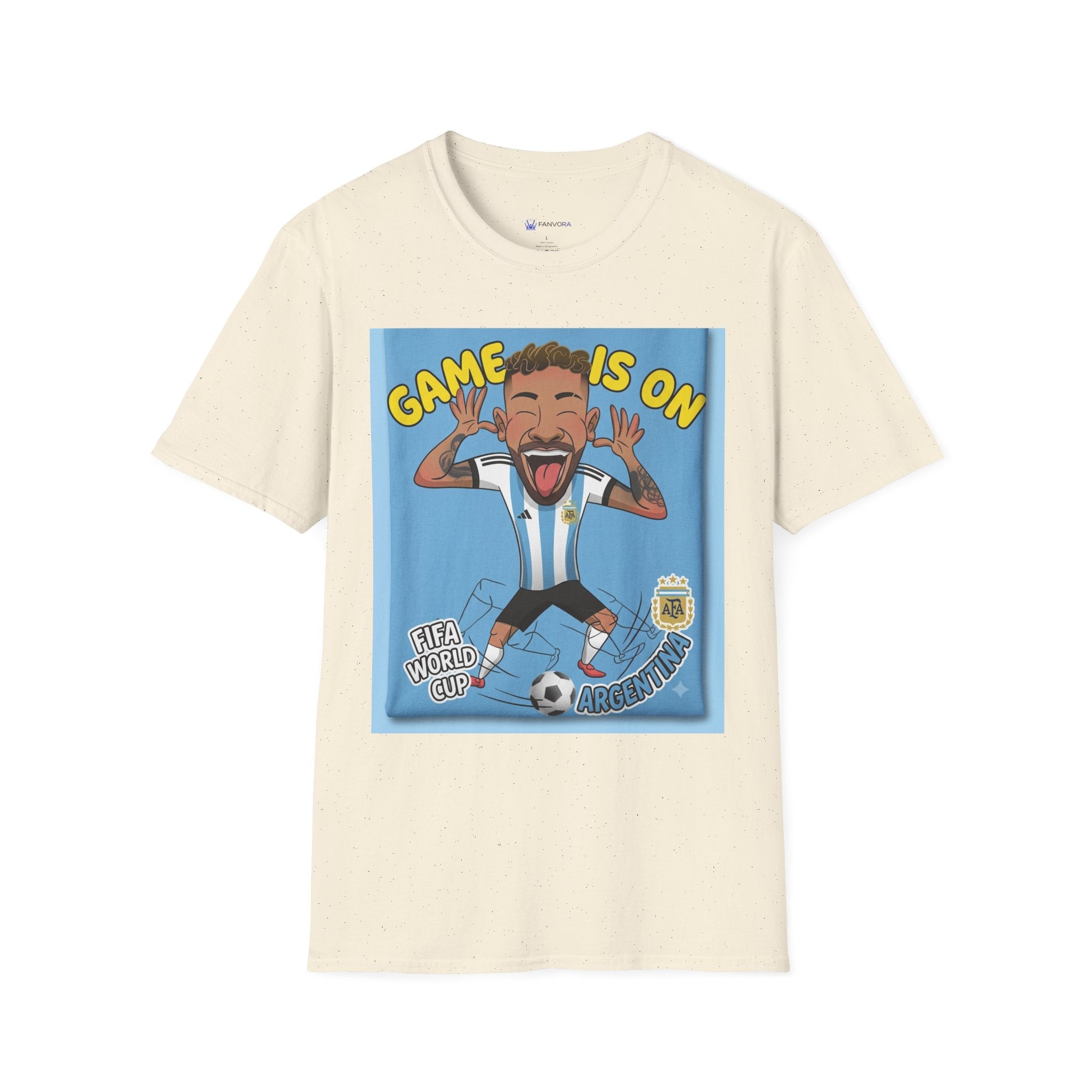 Soccer Fan T-Shirt — "Game Is On" Cartoon Player Graphic