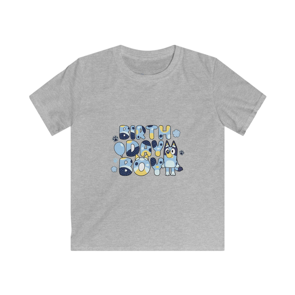 Kids Tee — Cute Blue "Birthday Boy" Bubble Letter Shirt