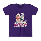 Kids' Birthday Tee - Cute Princess and Snowman "Happy Birthday" Graphic