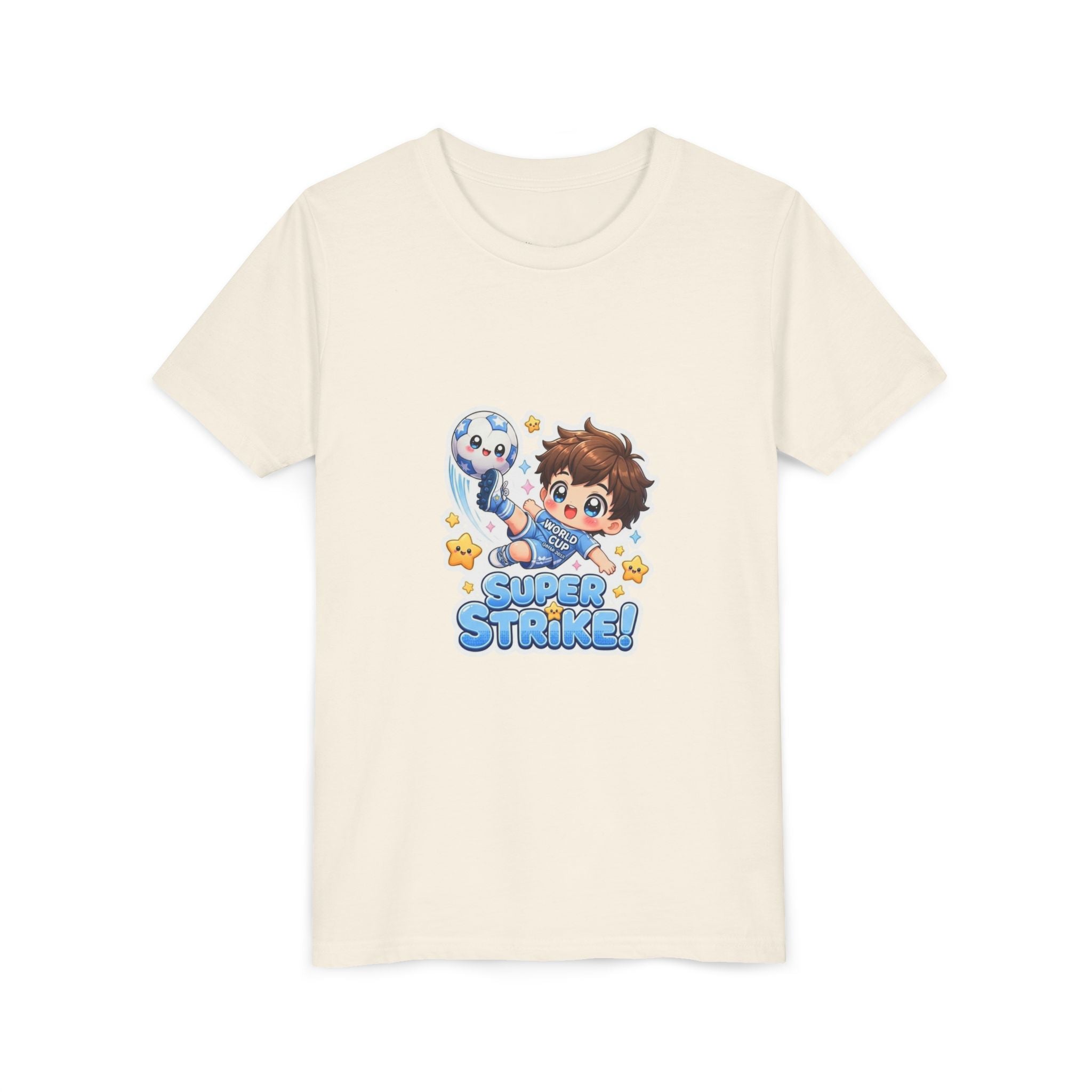 Youth Tee - Cute 'Super Strike!' Soccer Boy Graphic