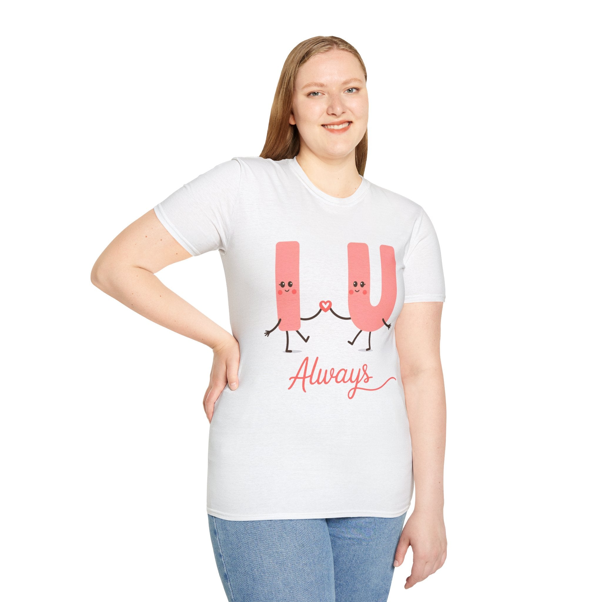 T-Shirt – Cute 'I  U Always' Kissing Letters Valentine's Tee