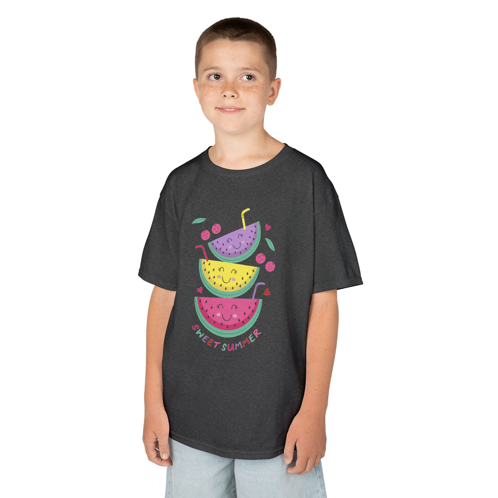 Kids T-Shirt — Cute Stacked Watermelon Illustration with "Sweet Things" Text