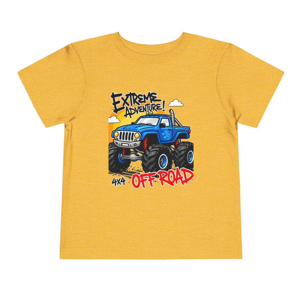 Toddler Tee - "Extreme Adventure 4x4 Off Road" Blue Monster Truck.
