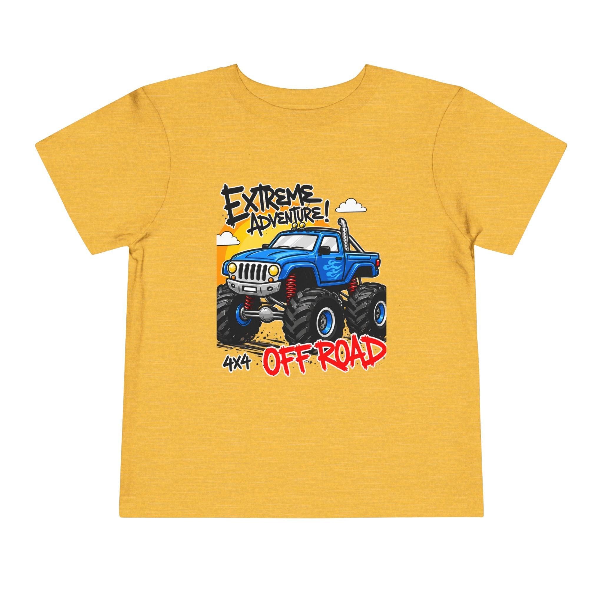 Toddler Tee - "Extreme Adventure 4x4 Off Road" Blue Monster Truck.