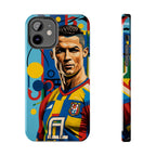 Portugal  legend Pop Art Tough Phone Case — Colorful Soccer Legend Protective Cover.