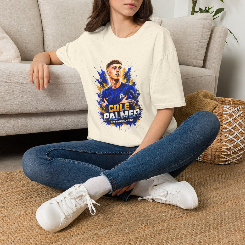 Soccer Player Graphic T-Shirt — 'England Legend' Blue Splash Design