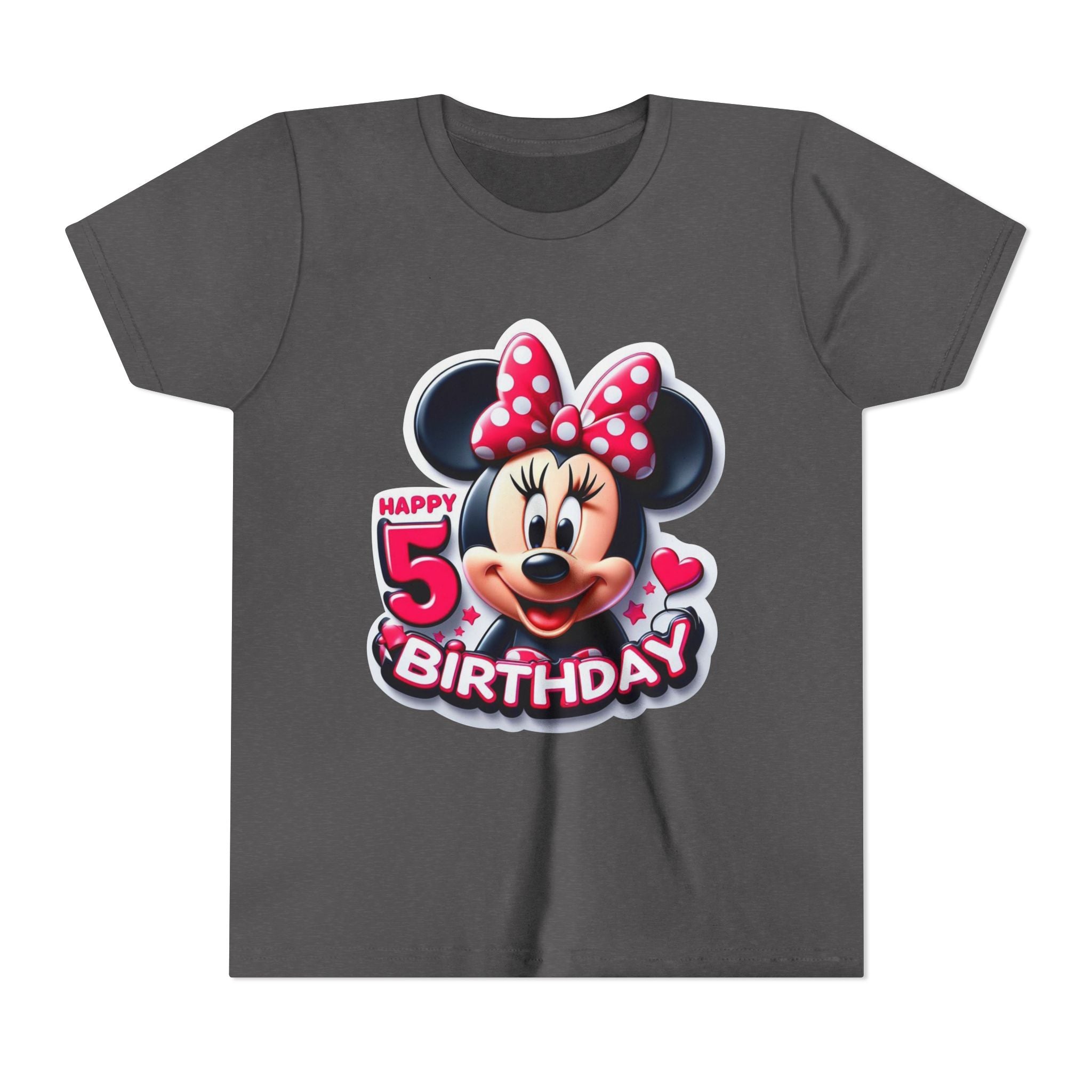 Minnie Mouse Happy 5th Birthday Youth Tee