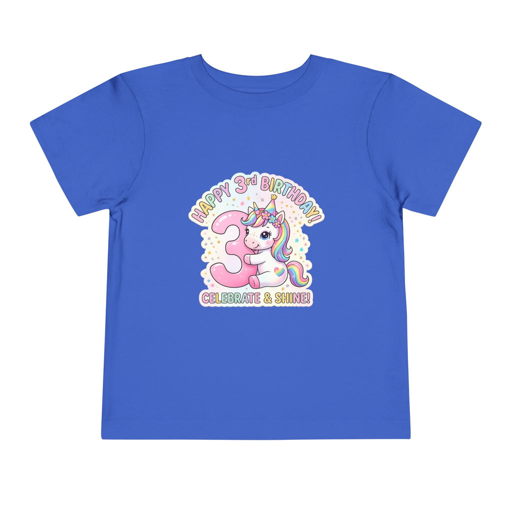 Toddler Unicorn 3rd Birthday Tee — "Happy 3rd Birthday!" Celebrate & Sparkle
