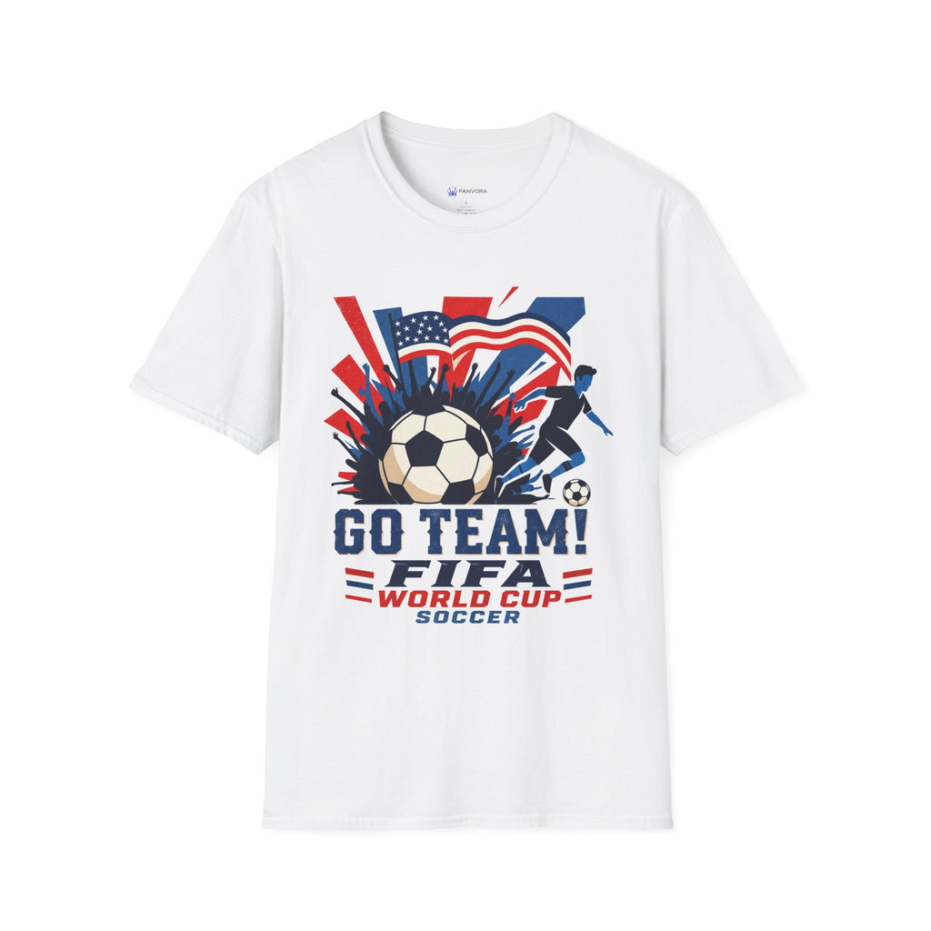 Soccer  Cup T-Shirt – "Go Team! Cup Soccer" USA Flag Design