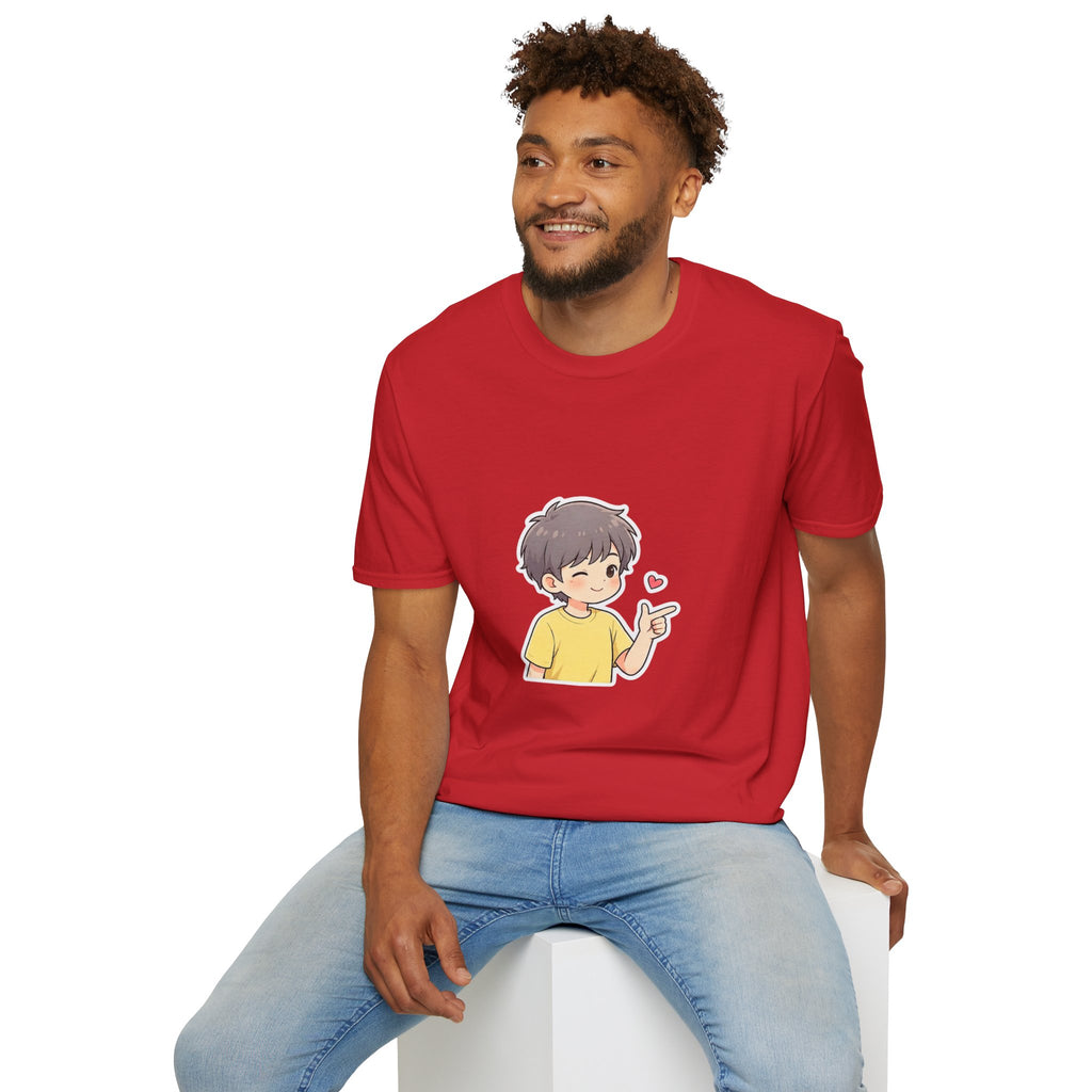 Cute Boy Cartoon Heart T-Shirt – Kawaii Cute Kid Character Tee