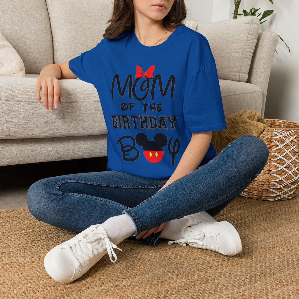 Mom of the Birthday Boy T-Shirt — Cute Minnie/Mickey Theme Disney Birthday Tee