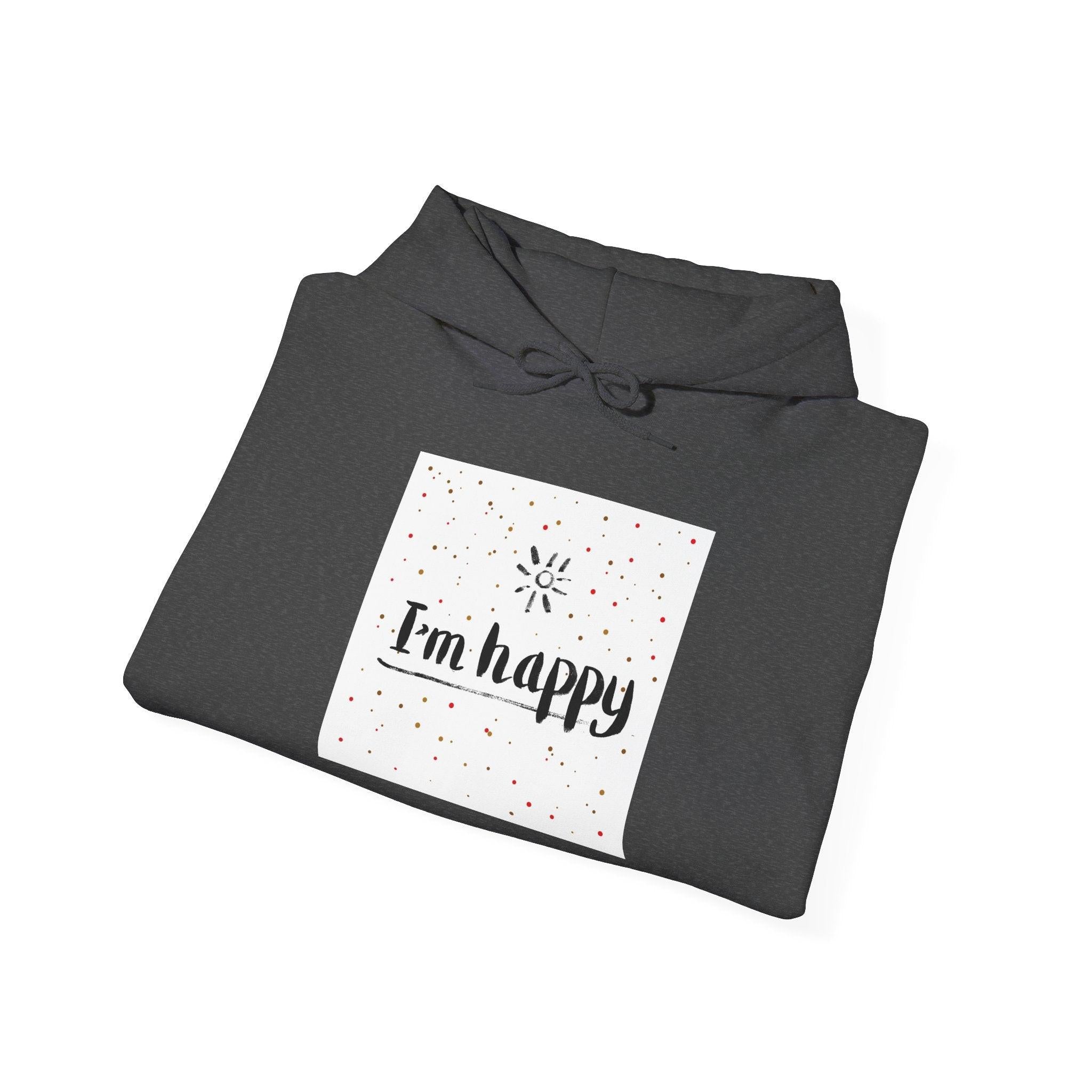 New Day Hoodie — "I'm Happy" Minimal Positive Graphic Sweatshirt.