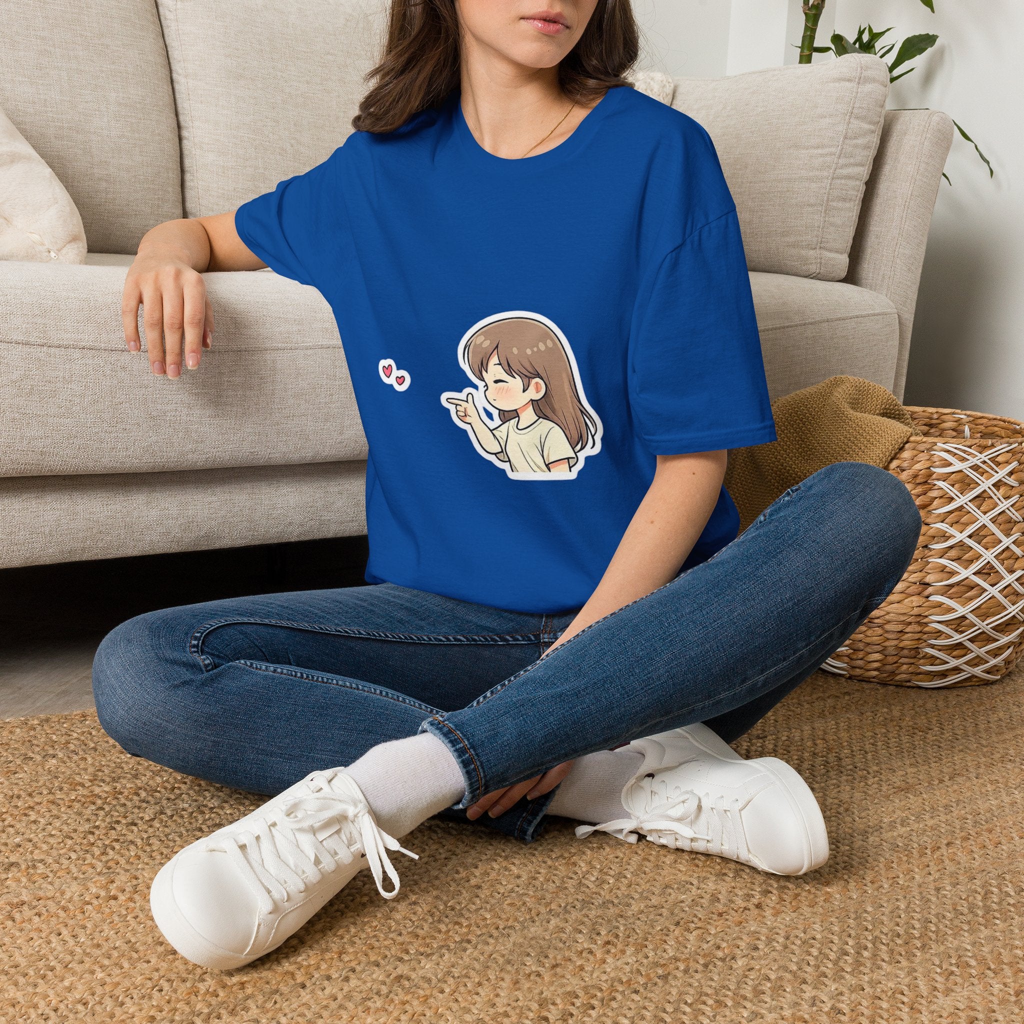 Kawaii Girl Blowing Hearts T-Shirt — Cute Anime Graphic Tee