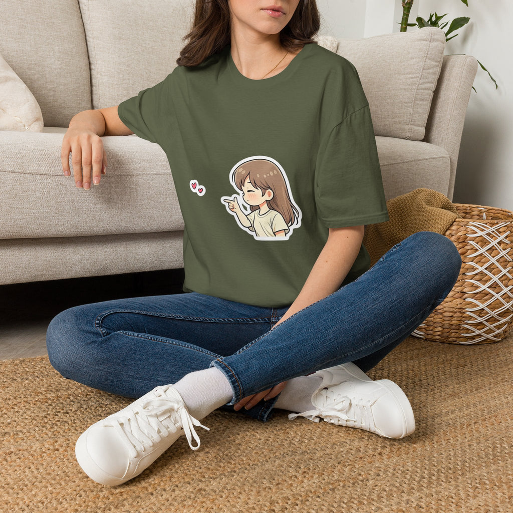 Kawaii Girl Blowing Hearts T-Shirt — Cute Anime Graphic Tee