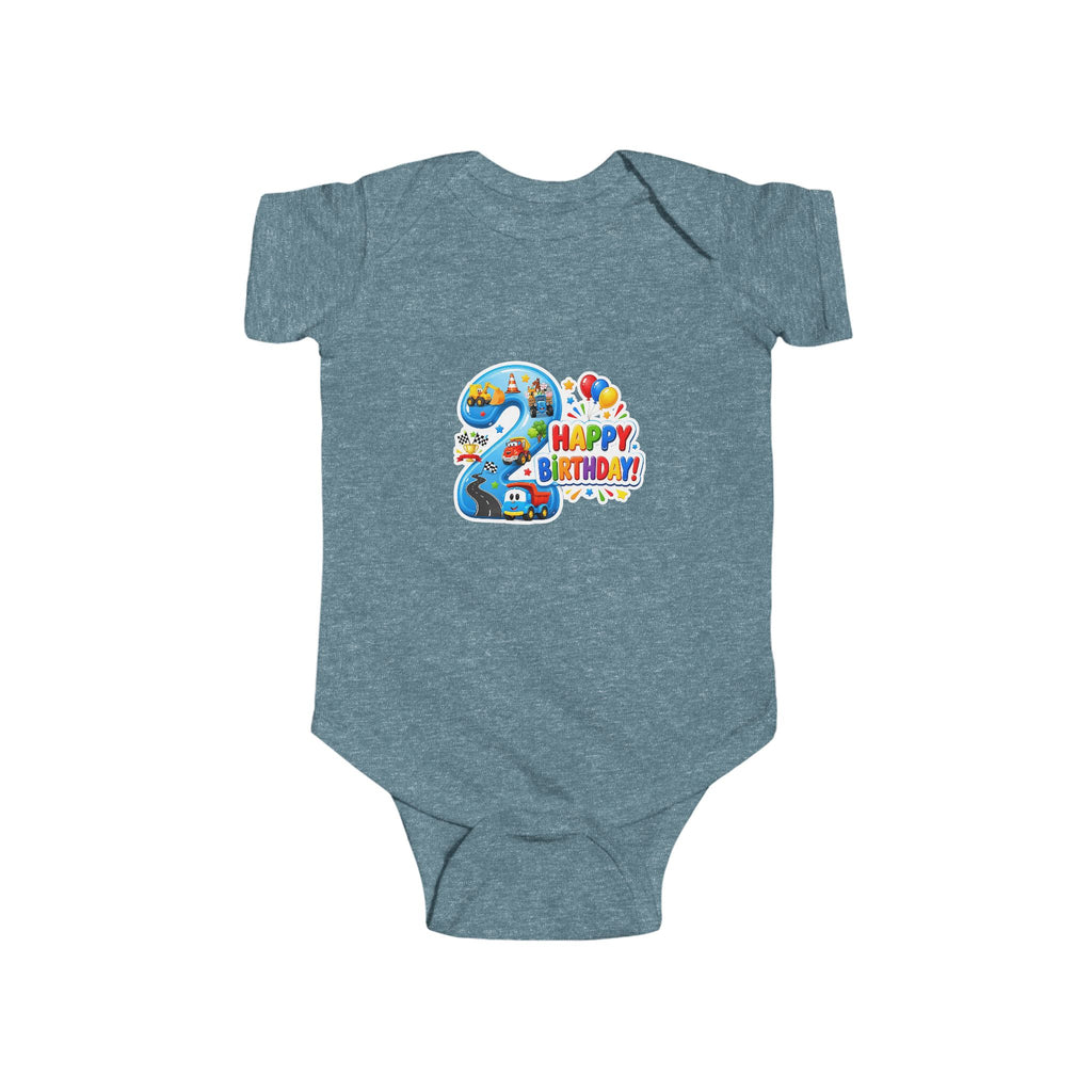 2nd Birthday Baby Bodysuit - "Happy Birthday" Number 2 Party Onesie