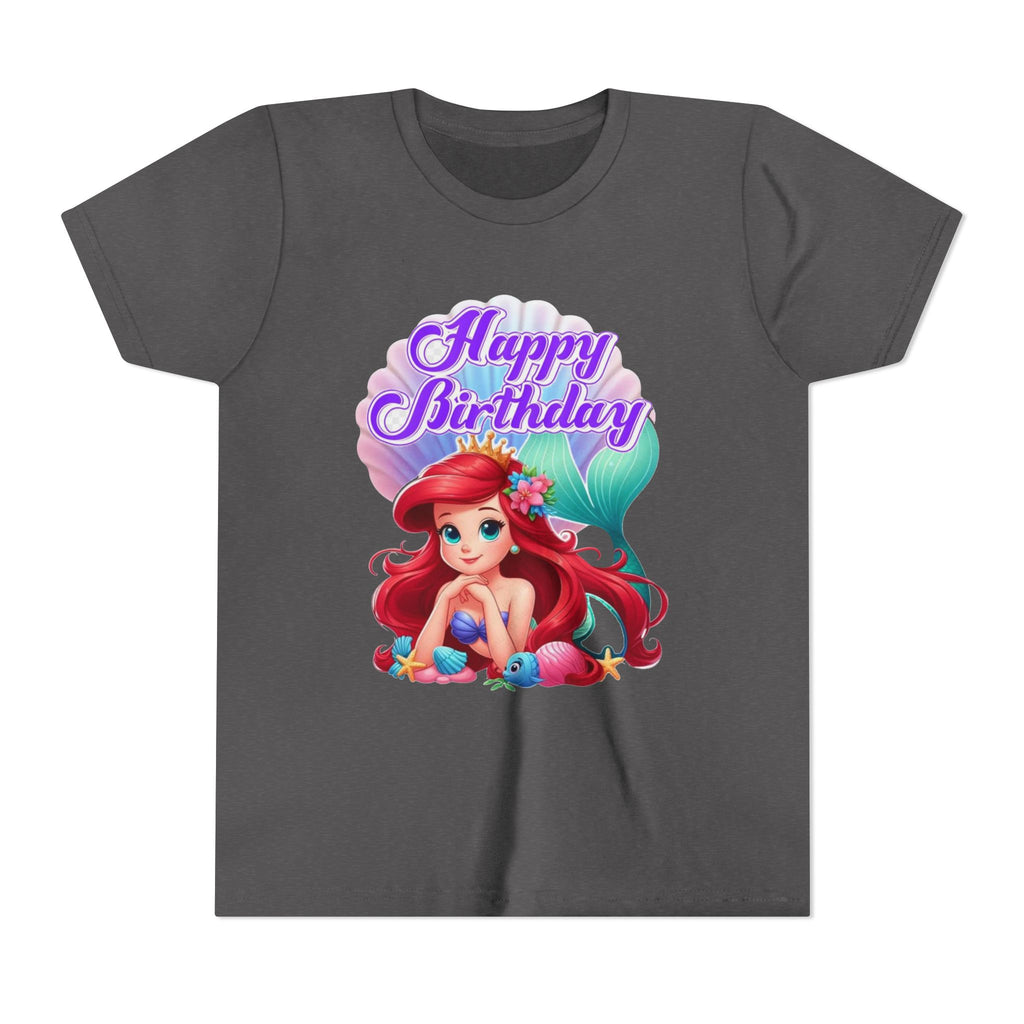 Birthday Youth Tee - Cute Mermaid "Happy Birthday" Graphic
