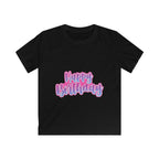 Kids Tee — "Happy Birthday" Pink & Purple Birthday Shirt for Children