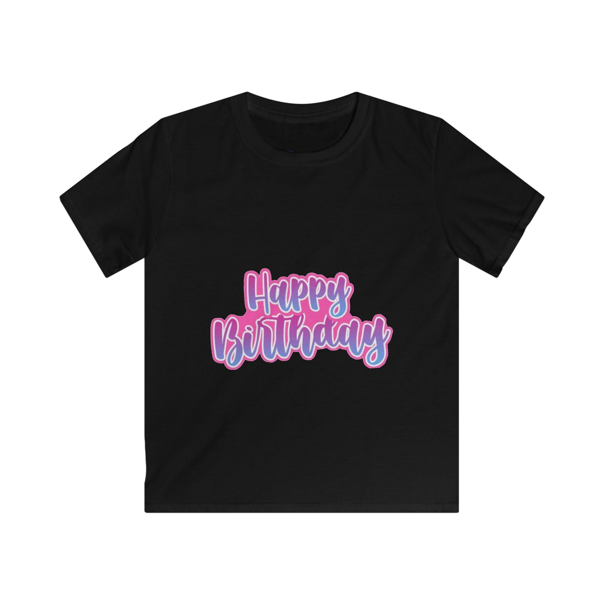 Kids Tee — "Happy Birthday" Pink & Purple Birthday Shirt for Children
