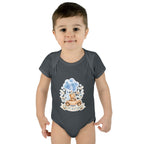 Baby Bodysuit - Blue Teddy Bear with Balloons "Happy Birthday" Infant Onesie