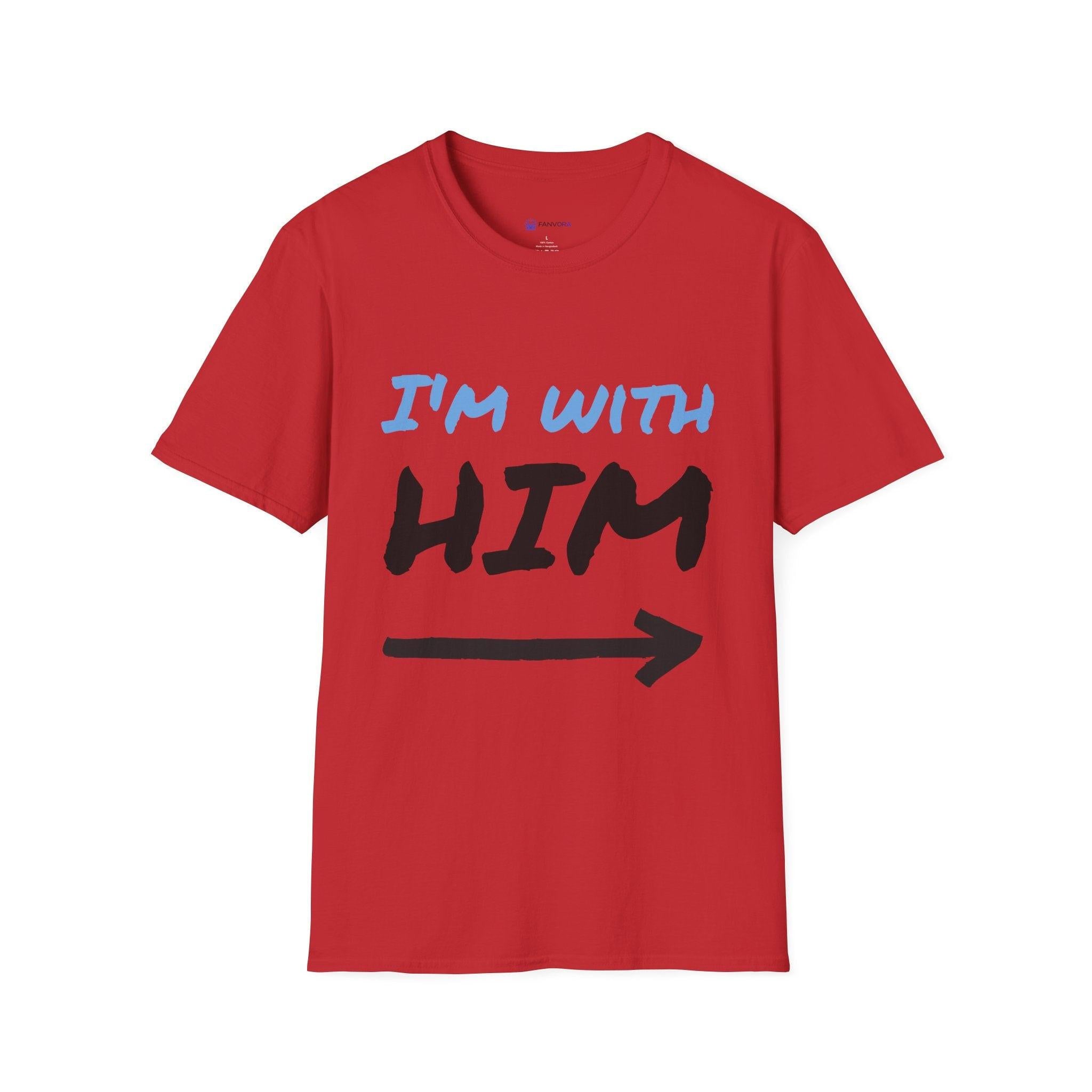 I’m With Him arrow couple t-shirt