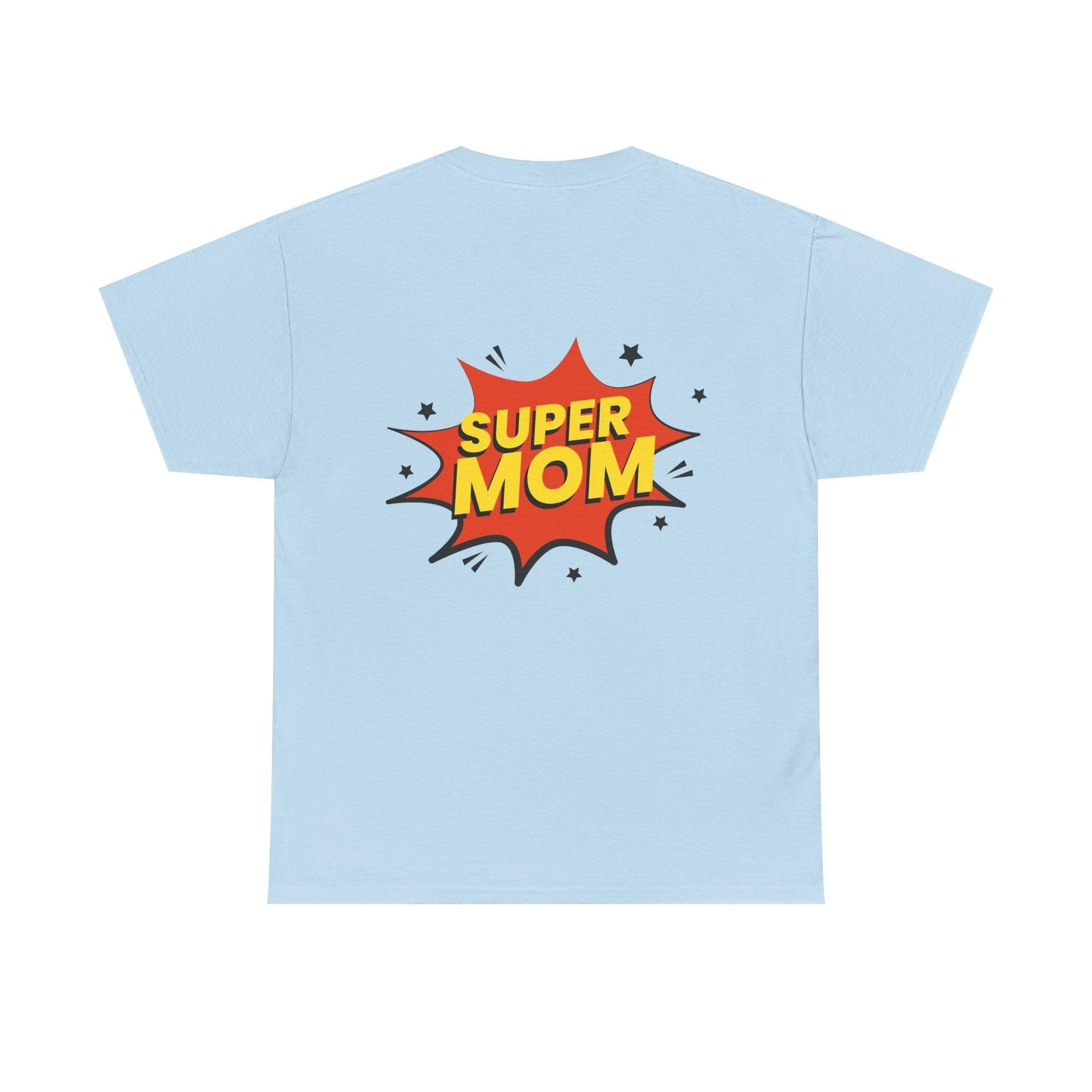 Mom Silhouette Sunset T-Shirt — "Super Mom" Graphic Tee for Mother's Day.