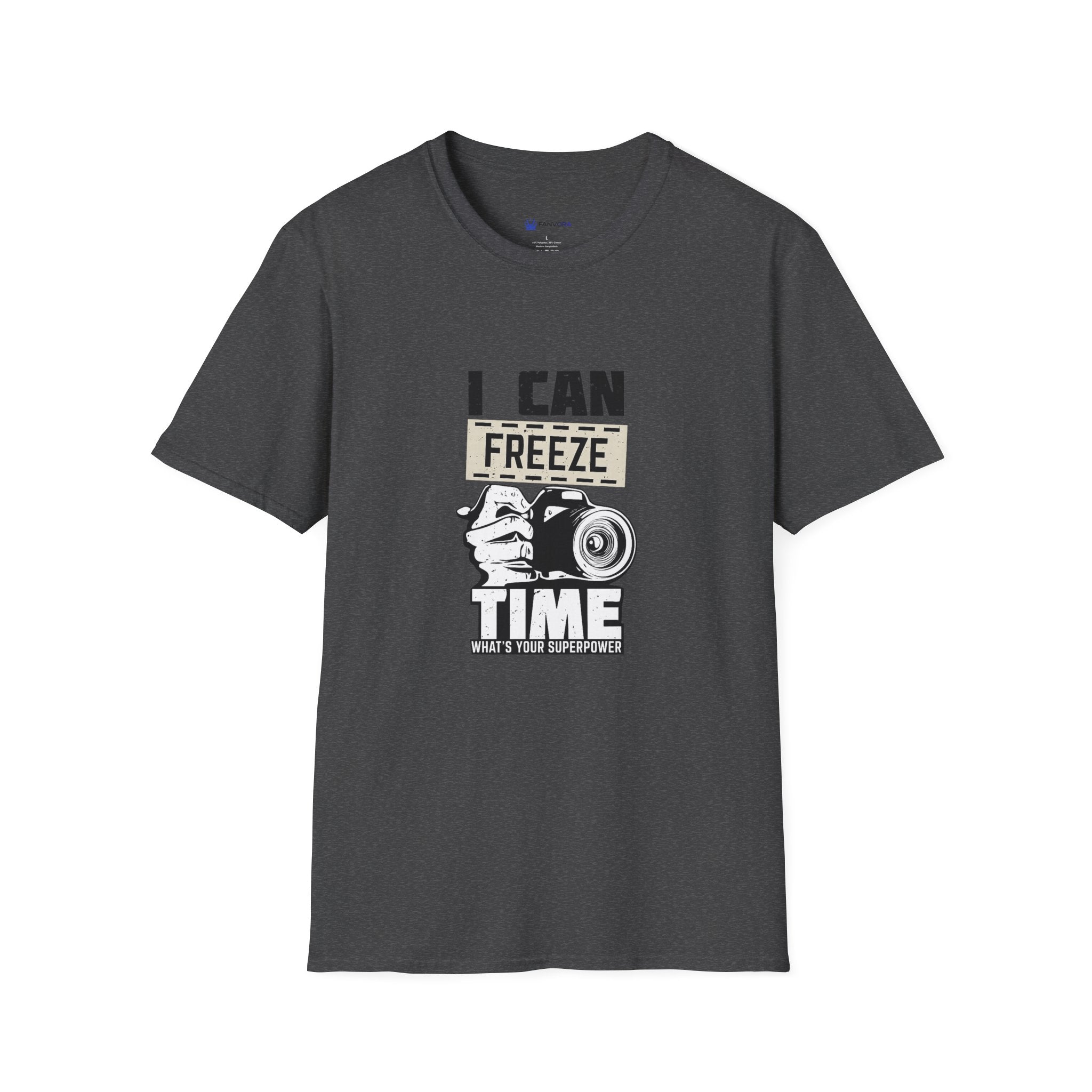I Can Freeze Time Camera T‑Shirt — Vintage Photographer Quote Tee
