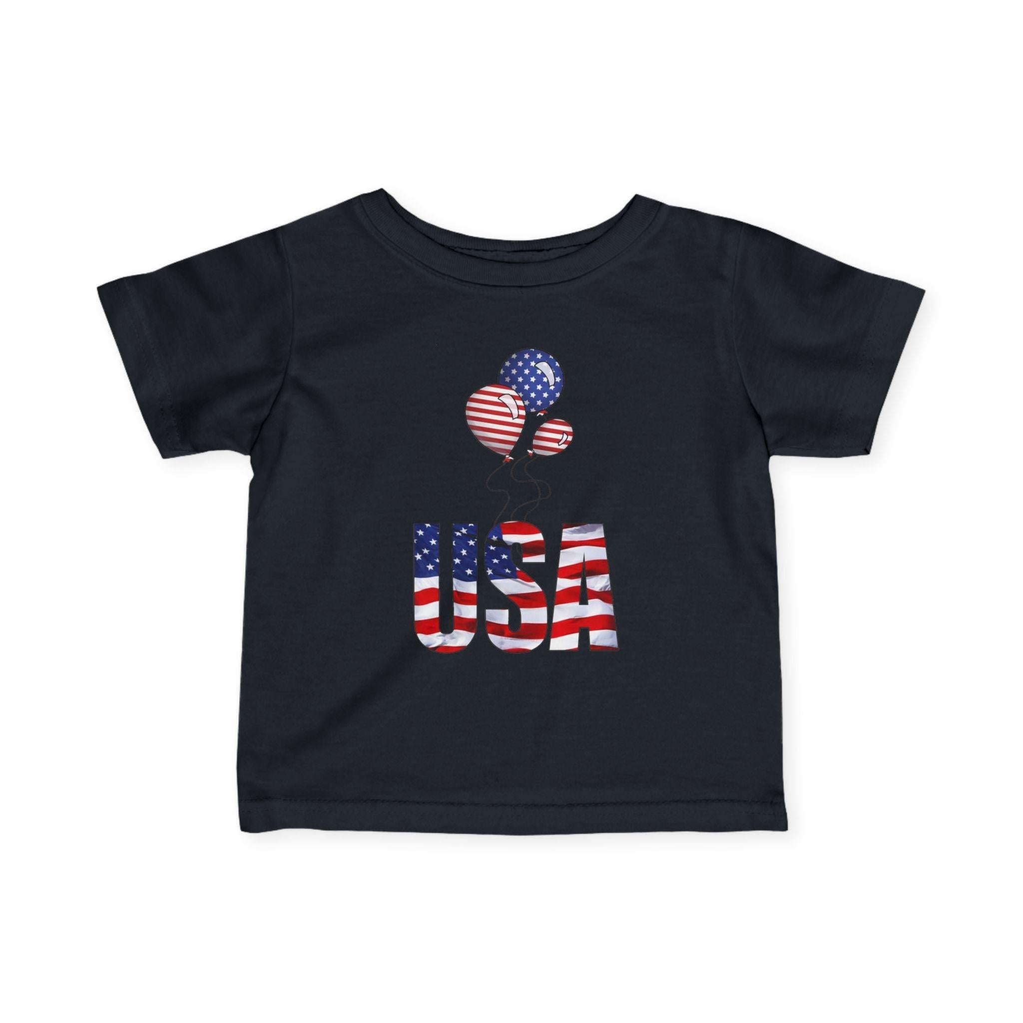 Infant Tee - USA Flag Balloons Graphic (Patriotic 4th of July Baby Shirt).