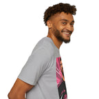 Soccer Star Graphic T‑Shirt — Retro Pink Icon Portrait.