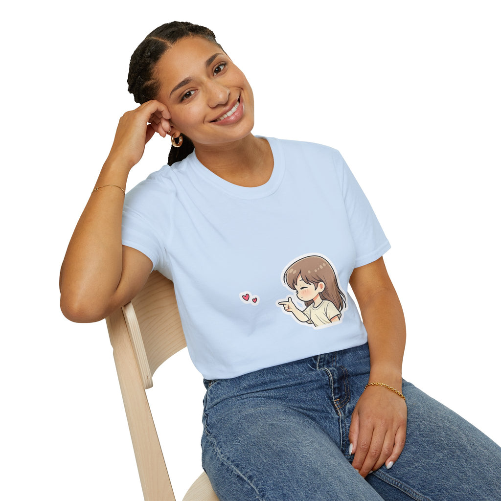Kawaii Girl Blowing Hearts T-Shirt — Cute Anime Graphic Tee