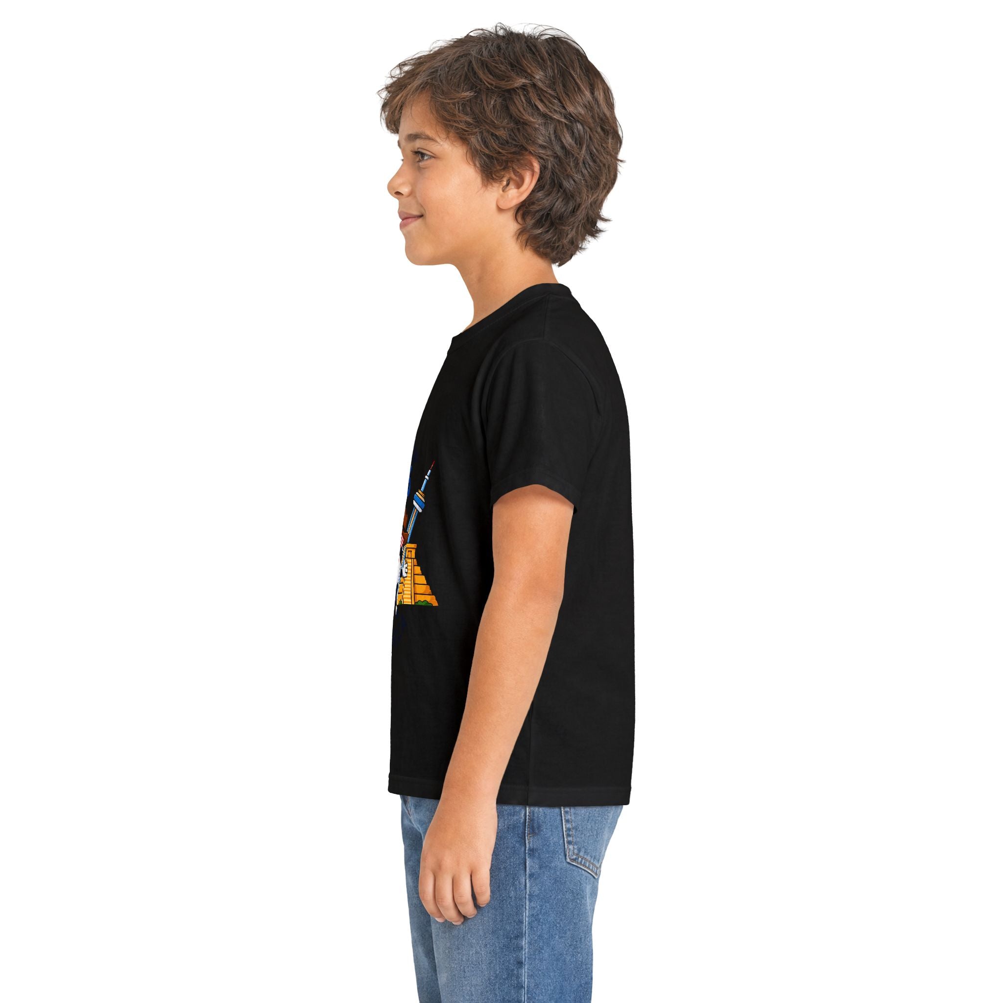 Kids Tee -  America Soccer Mascot & Landmarks